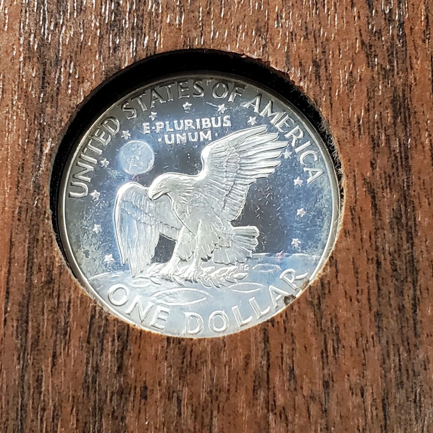 1971 S $1 Eisenhower Brown Ike 40% Proof Silver Dollar OGP CAMEO BLUE TONED