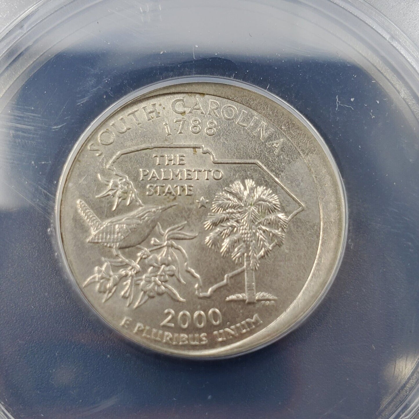 2000 D 25c SOUTH CAROLINA Quarter ANACS AU58 WIDE TILTED PARTIAL COLLAR Error