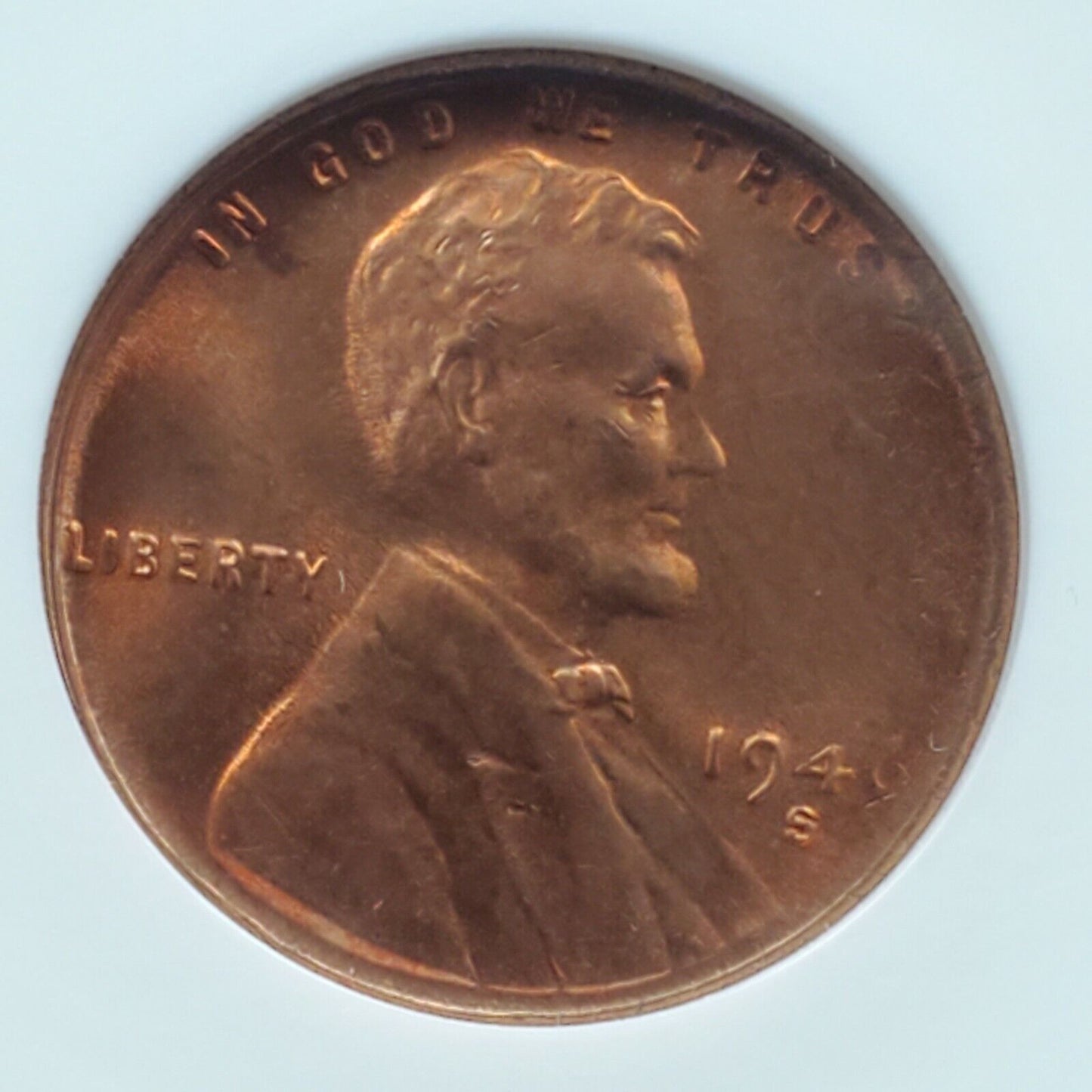 1946 S S/S Lincoln Wheat Cent Penny RPM MS64 Red ANACS Breen-2182 Sans Serif S