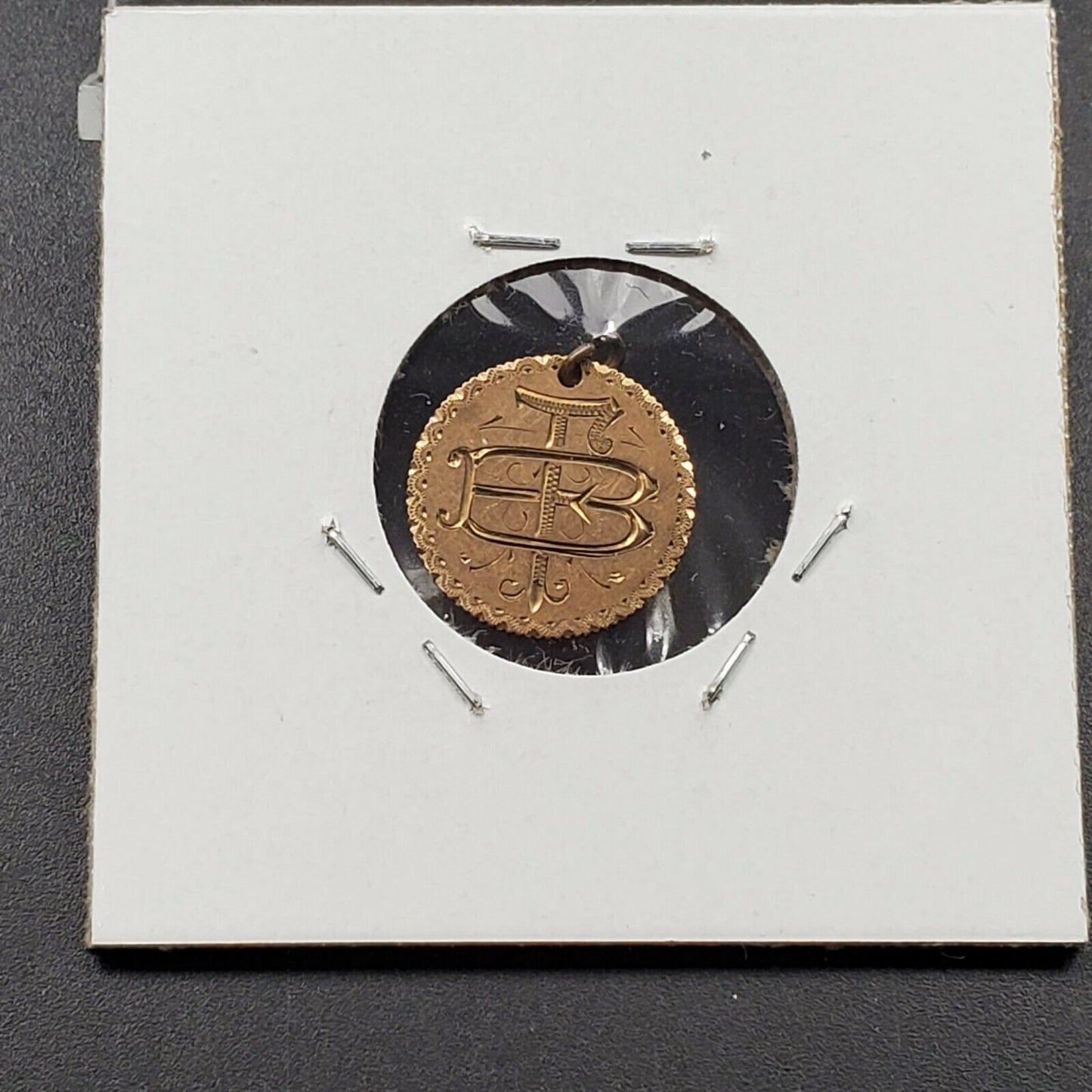 T.B. Monogram Initial Love Token on U.S $1 Gold Dollar Coin with F.R. on back