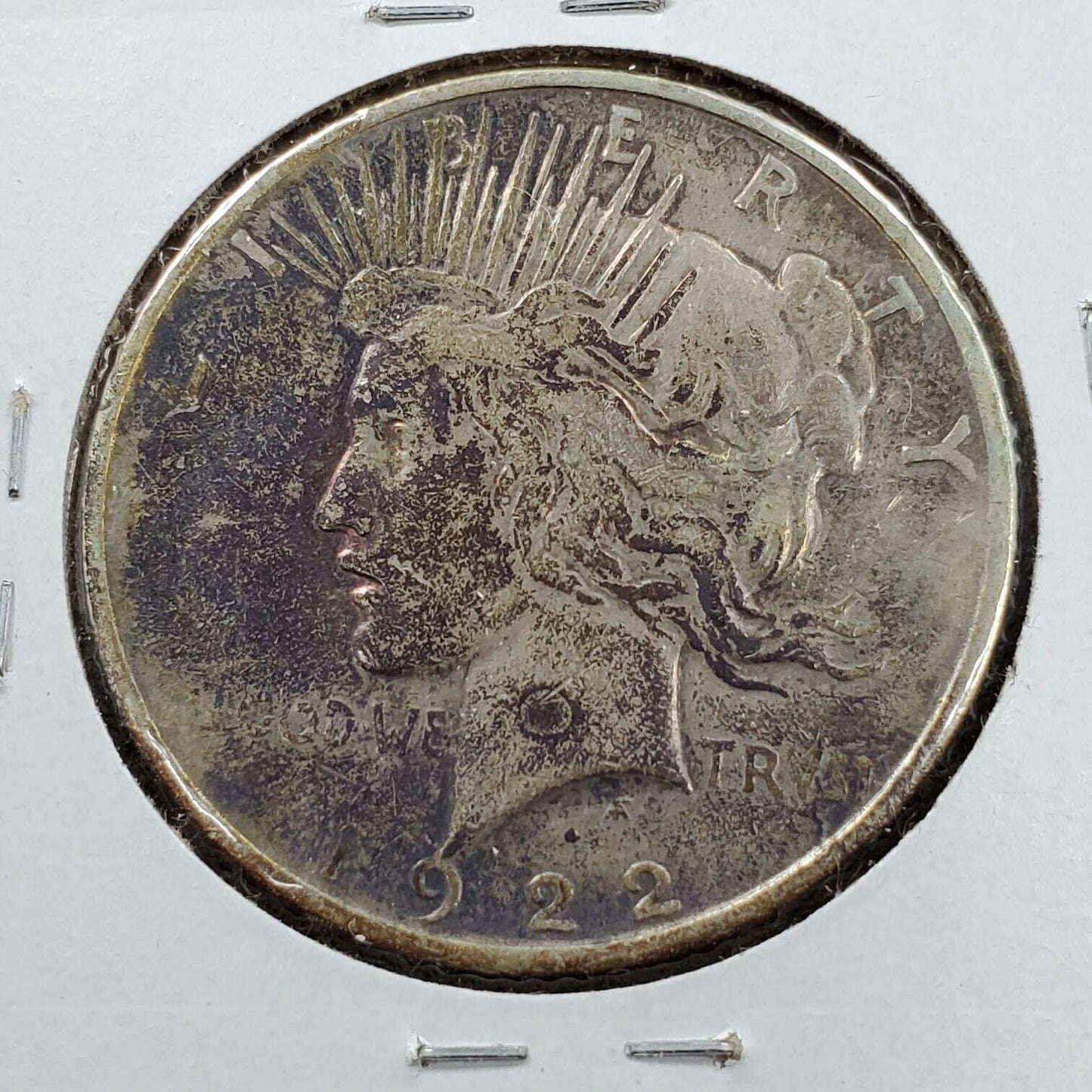 1922 P Peace Silver Eagle Dollar VF Very Fine Circulated PQ Toning Toner
