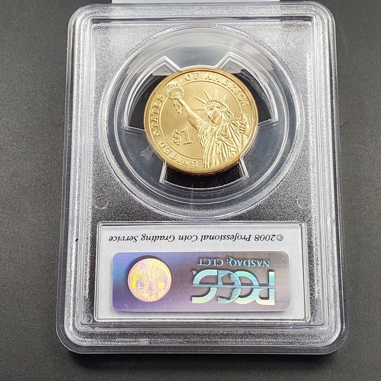 2008 P Andrew Jackson Presidential Dollar Coin PCGS MS68 Satin Finish Flag Label
