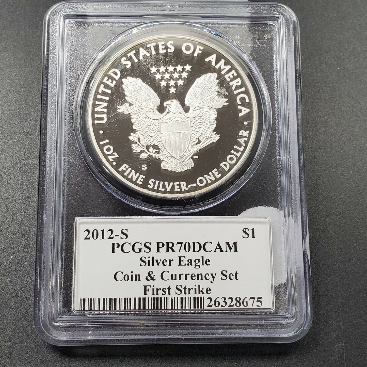 2012 S 1 OZ American 1oz .999 Eagle PCGS PR70 DCAM Coin & Currency Set First STK
