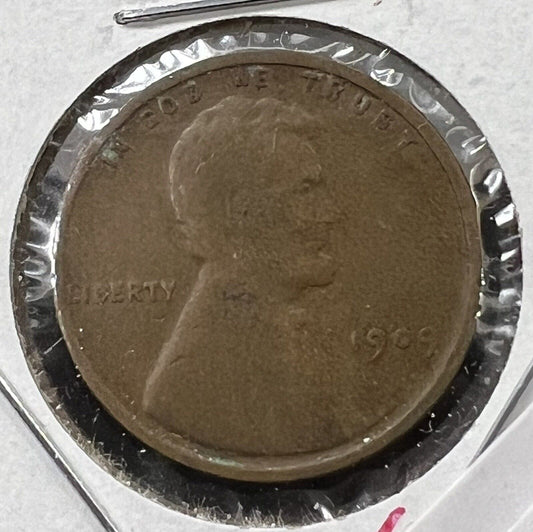 1909 P VDB Lincoln Wheat Cent Penny Coin VG Very Good Circ 1st year of type ##A