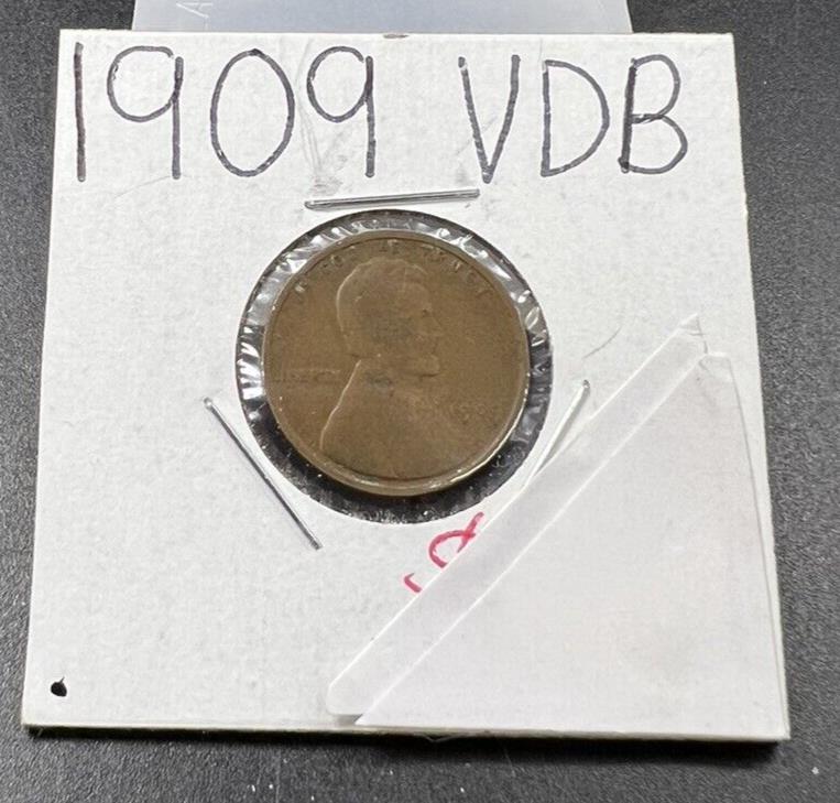 1909 P VDB Lincoln Wheat Cent Penny Coin VG Very Good Circ 1st year of type ##A