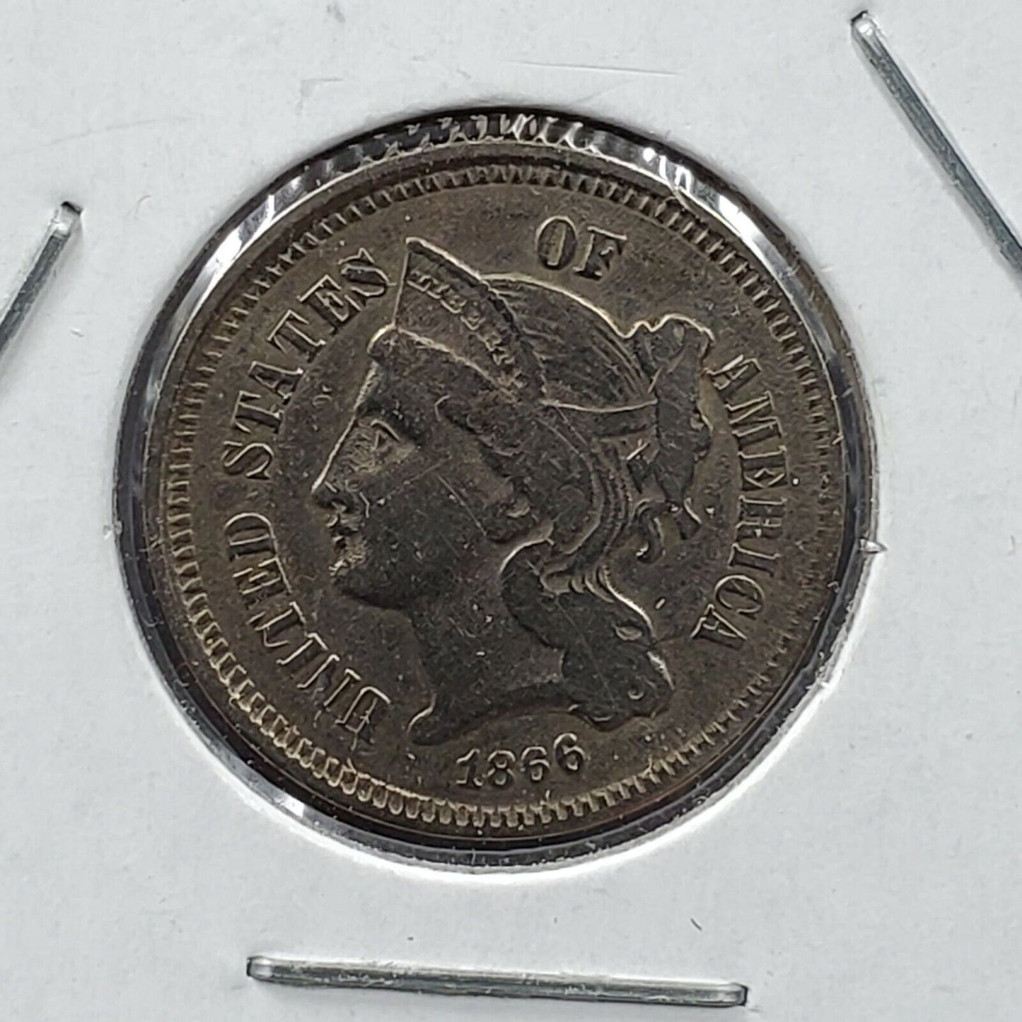 1867 3c Liberty Three Cent Nickel Coin Choice EF XF Extra Fine Circulated