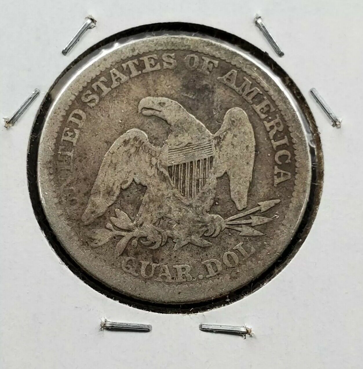 1858 P Seated Liberty Silver Quarter Coin Average Good G Circulated