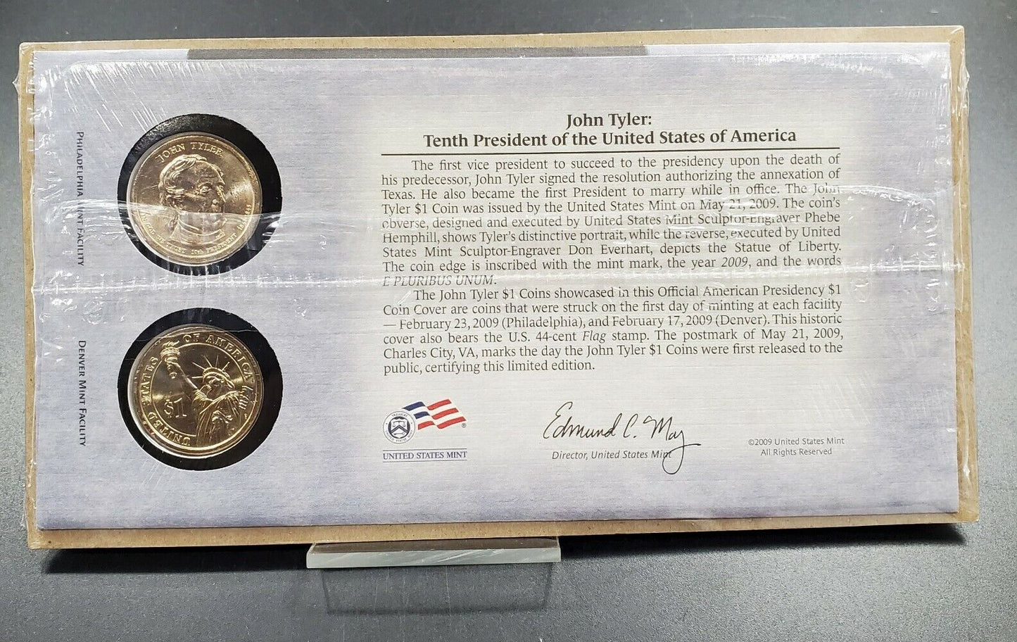 JOHN TYLER 2007 Presidential Dollar P & D 2 coin Set First Day OGP