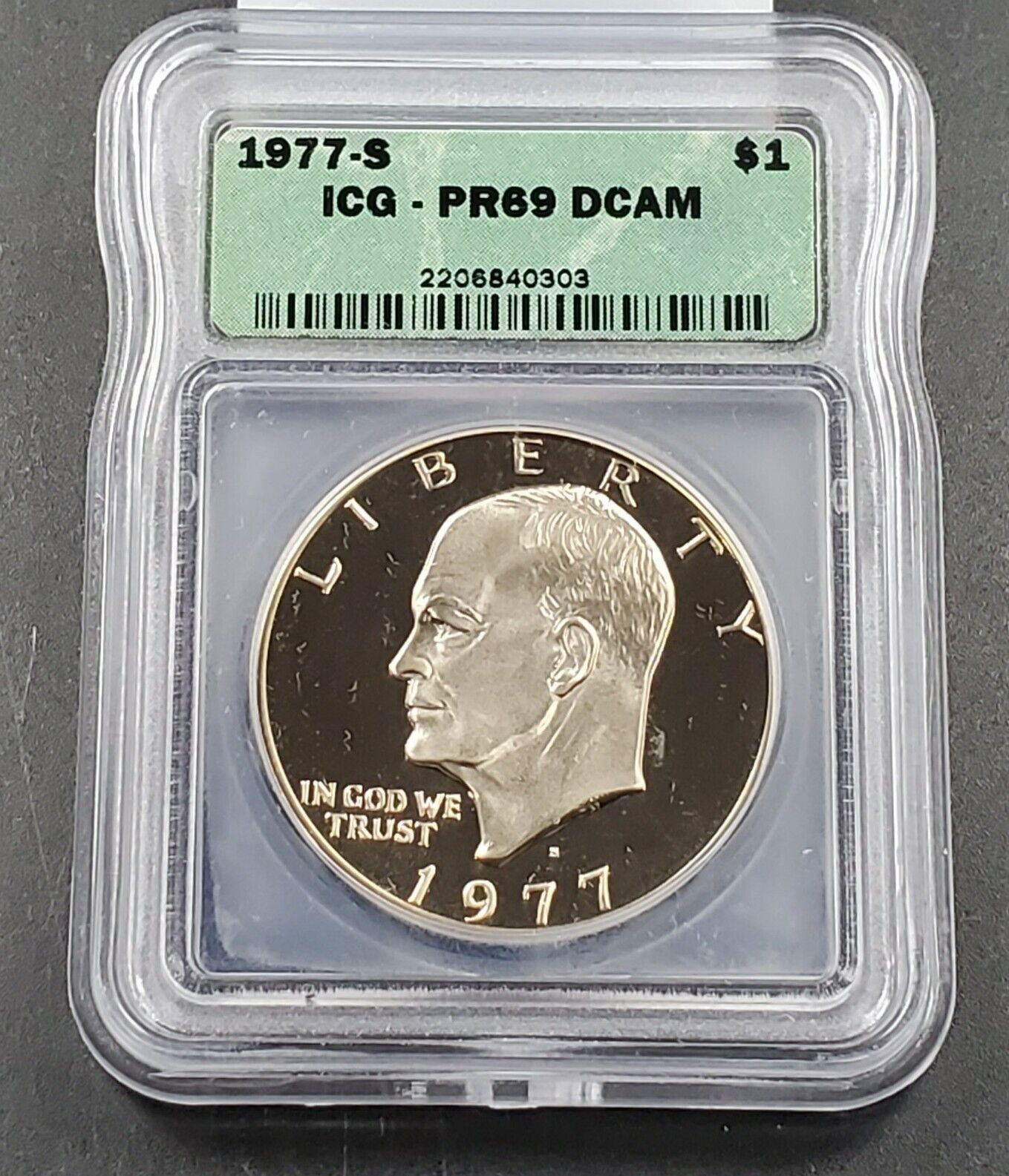 1977 S $1 Eisenhower Brown Ike CLAD Dollar PR69 ICG GEM PROOF 2