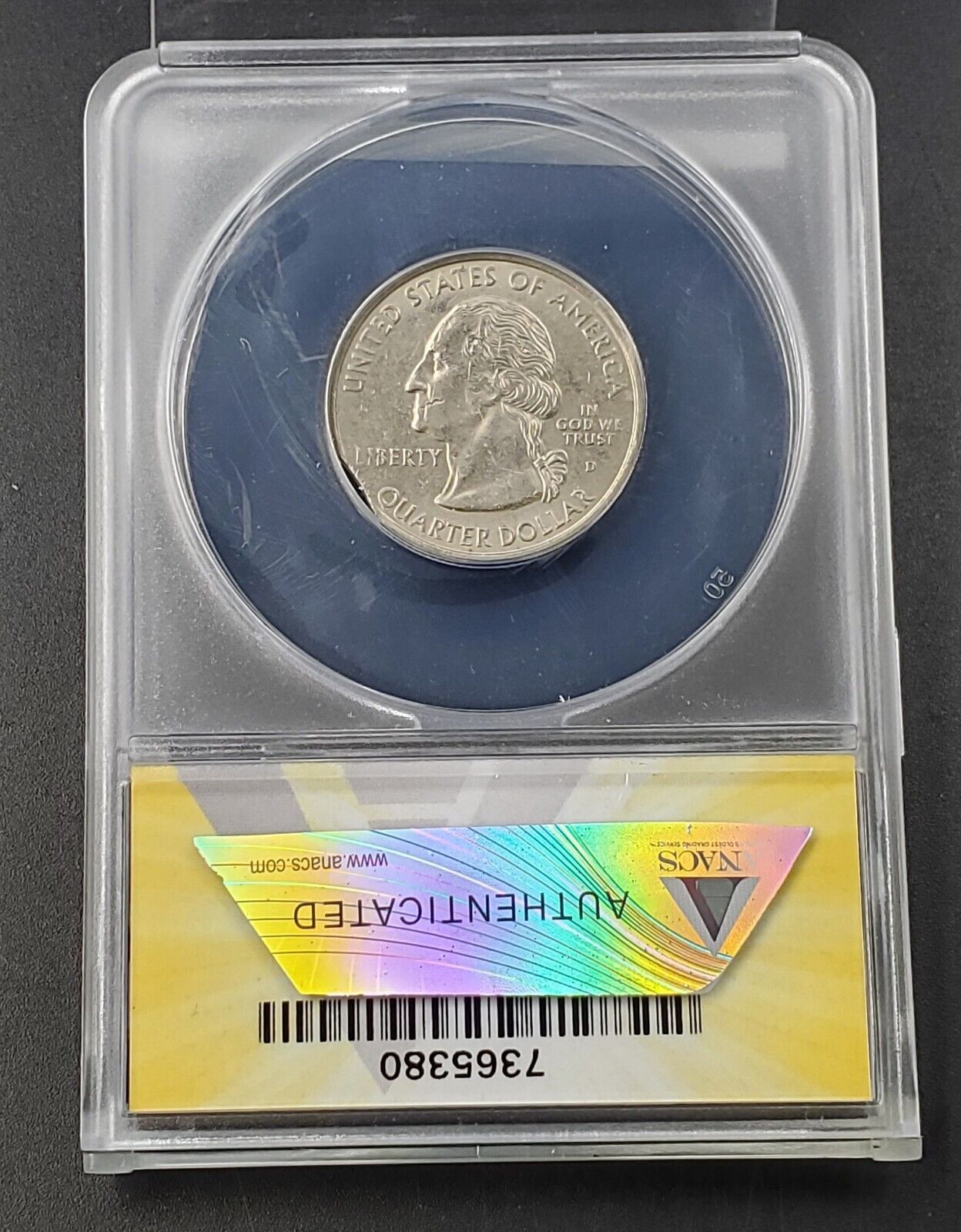 1999-D Washington Quarter GEORGIA Curved Clip Weight 5.60 Grams ANACS AU55 Error