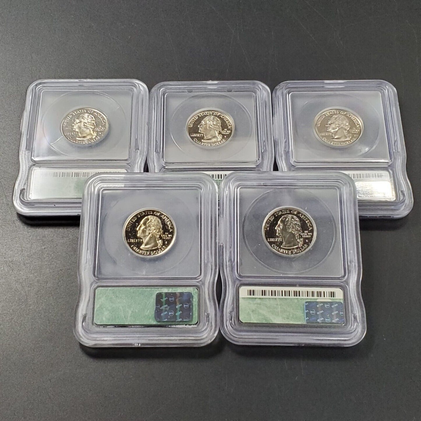 2000 S Complete 5 Coin CLAD Proof Quarter Set ICG Graded PR70 DCAM
