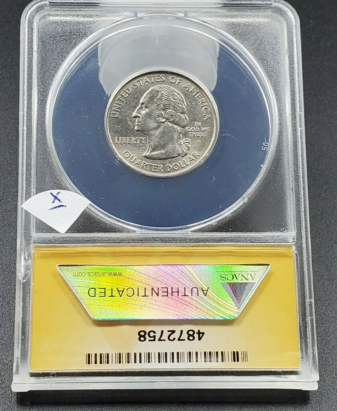 2005 West Virginia State Statehood Quarter ANACS AU58 Major Die Break Error Coin