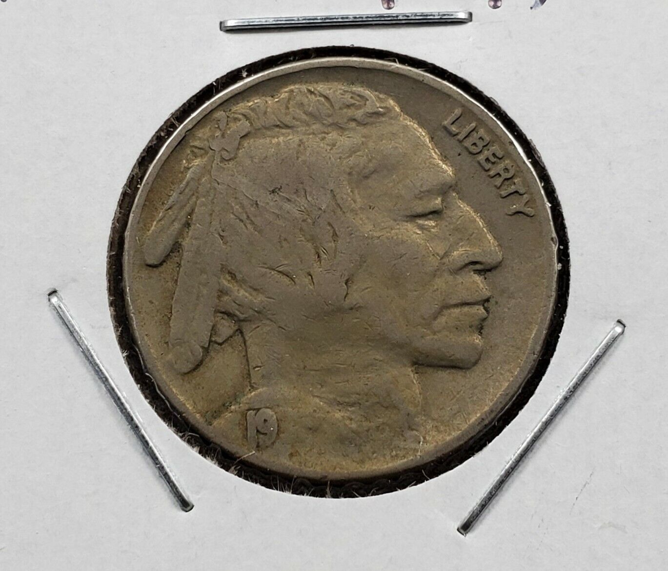 193X 5c Buffalo Indian Nickel Coin Choice VF STRUCK THRU @ DATE ERROR