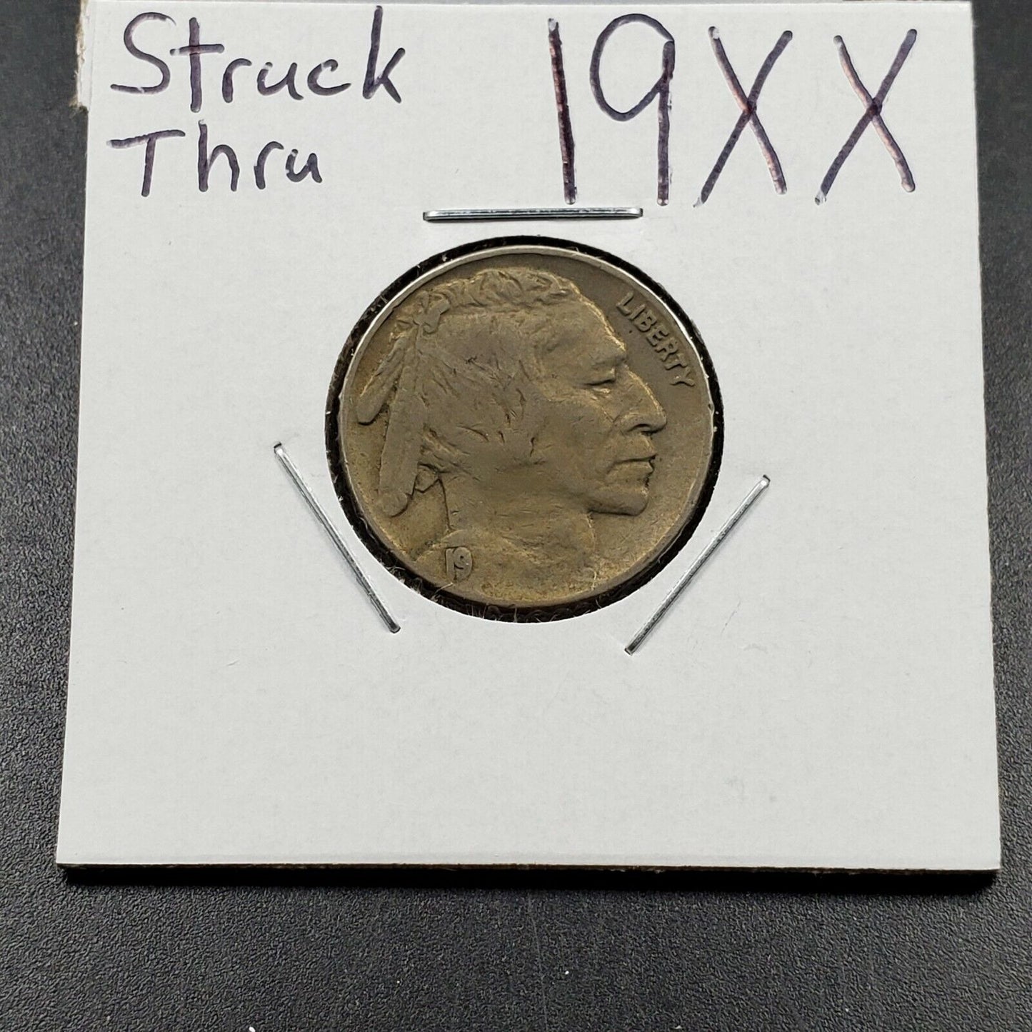 193X 5c Buffalo Indian Nickel Coin Choice VF STRUCK THRU @ DATE ERROR