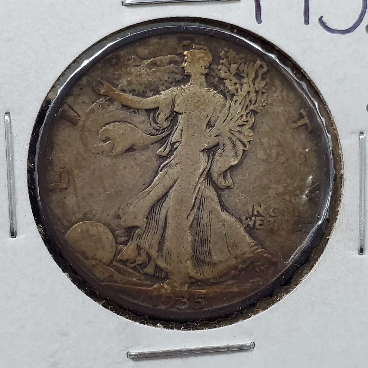 1935 S Walking Liberty Silver Half Dollar Coin Choice VG Very Good / Fine Toner