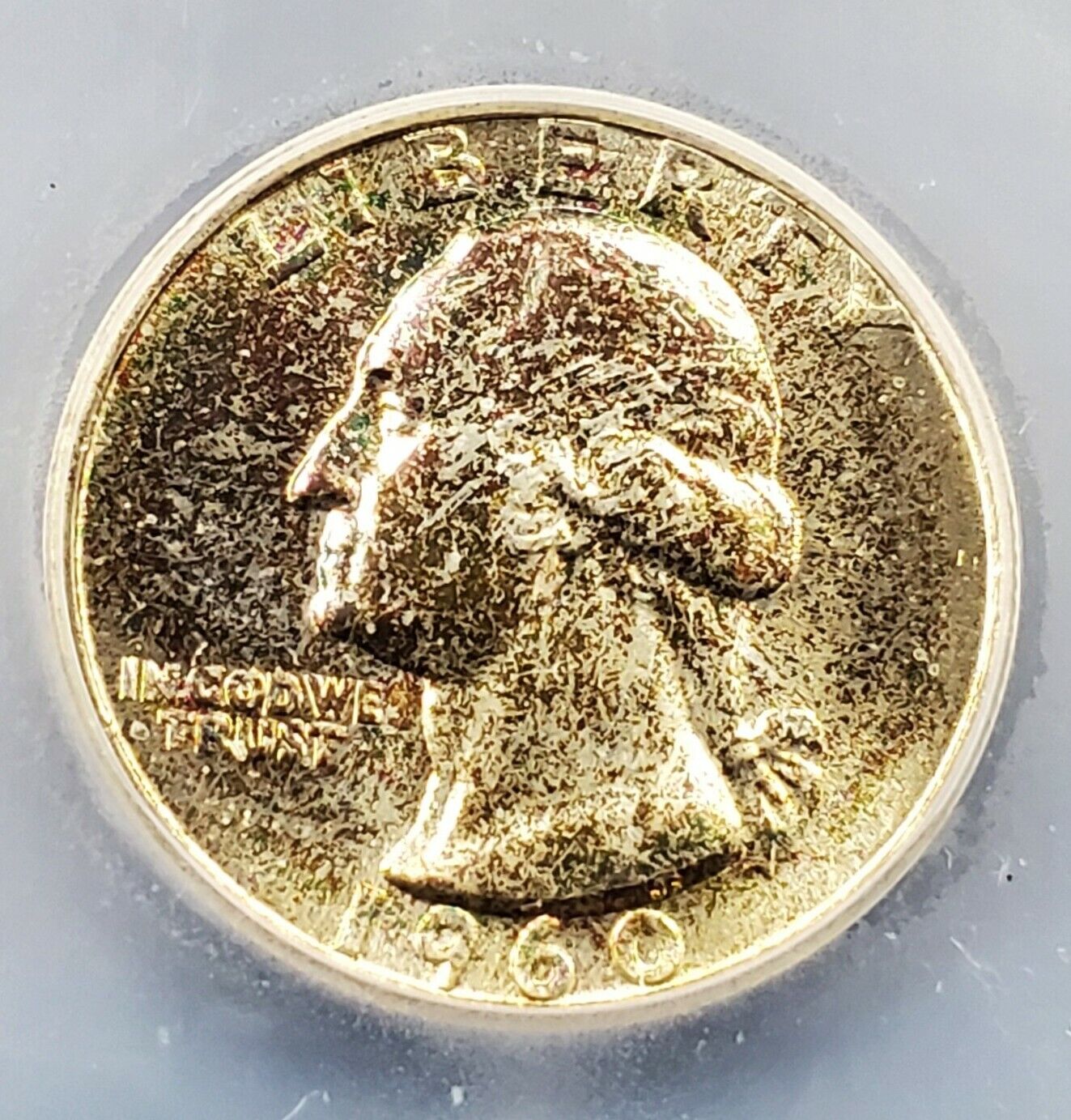 1960 P Washington Silver Quarter Coin ICG MS67 PQ Amber Toning Obverse