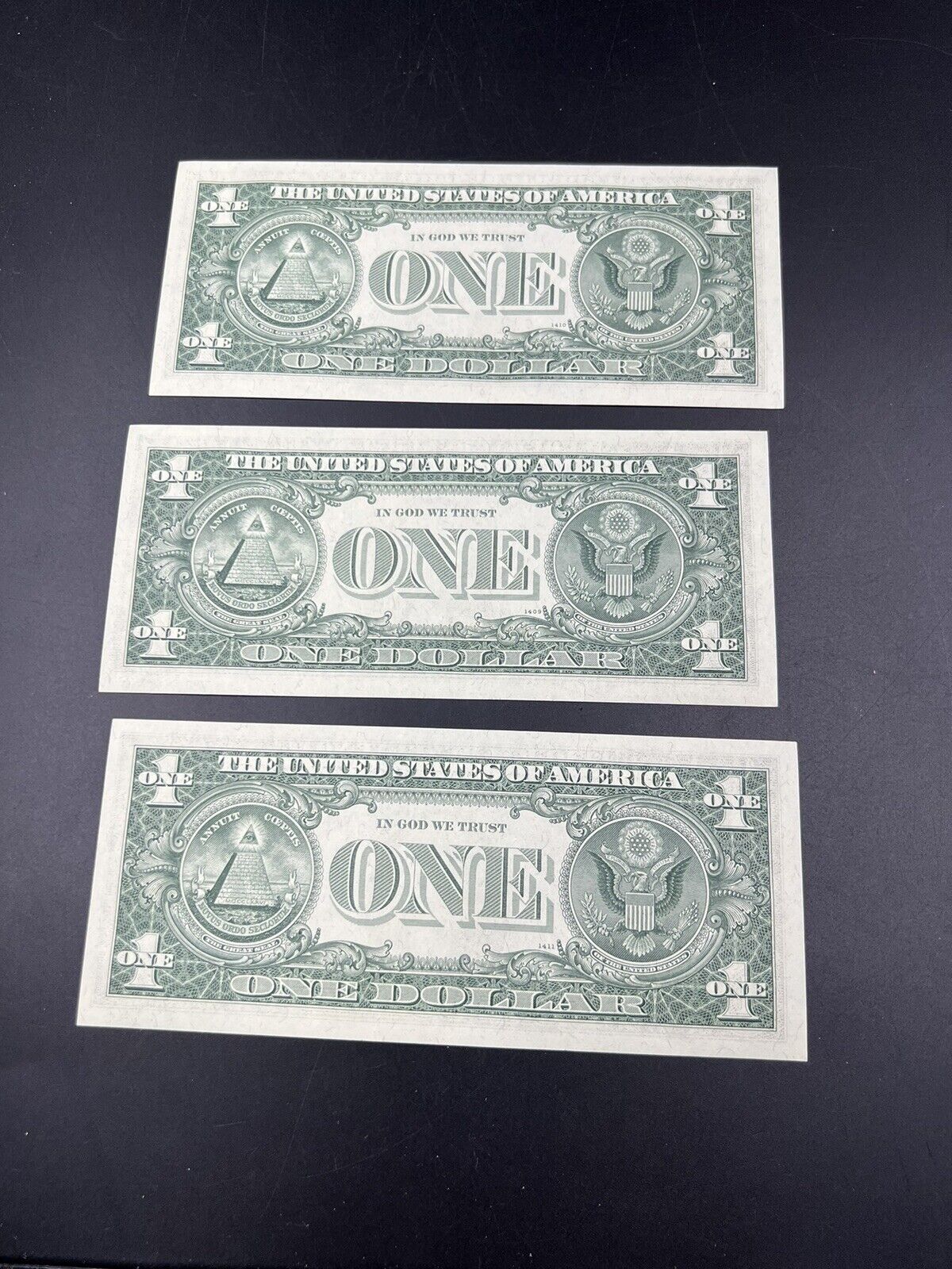 3 Consecutive Note Lot 1969 B $1 FRN Federal Reserve US Currency Bills CH UNC #B