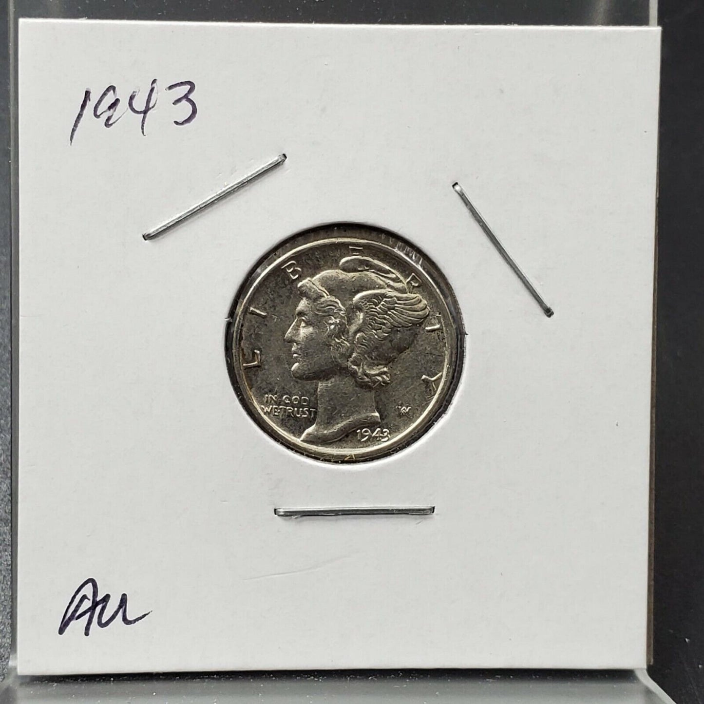 1943 P D S WW2 Mercury Silver Dime 3 Coin AU About UNC Set World War Two Coins