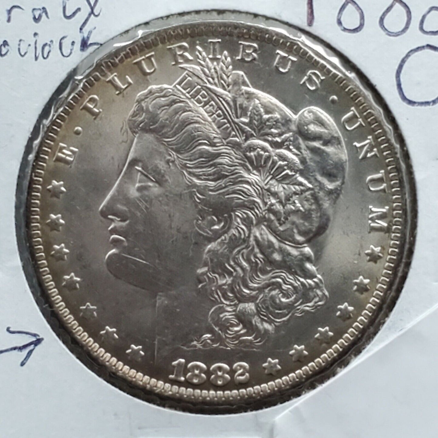 1882 O Morgan Silver Dollar Variety Coin AVG BU UNC VAM-17A Clashed Die & Crack