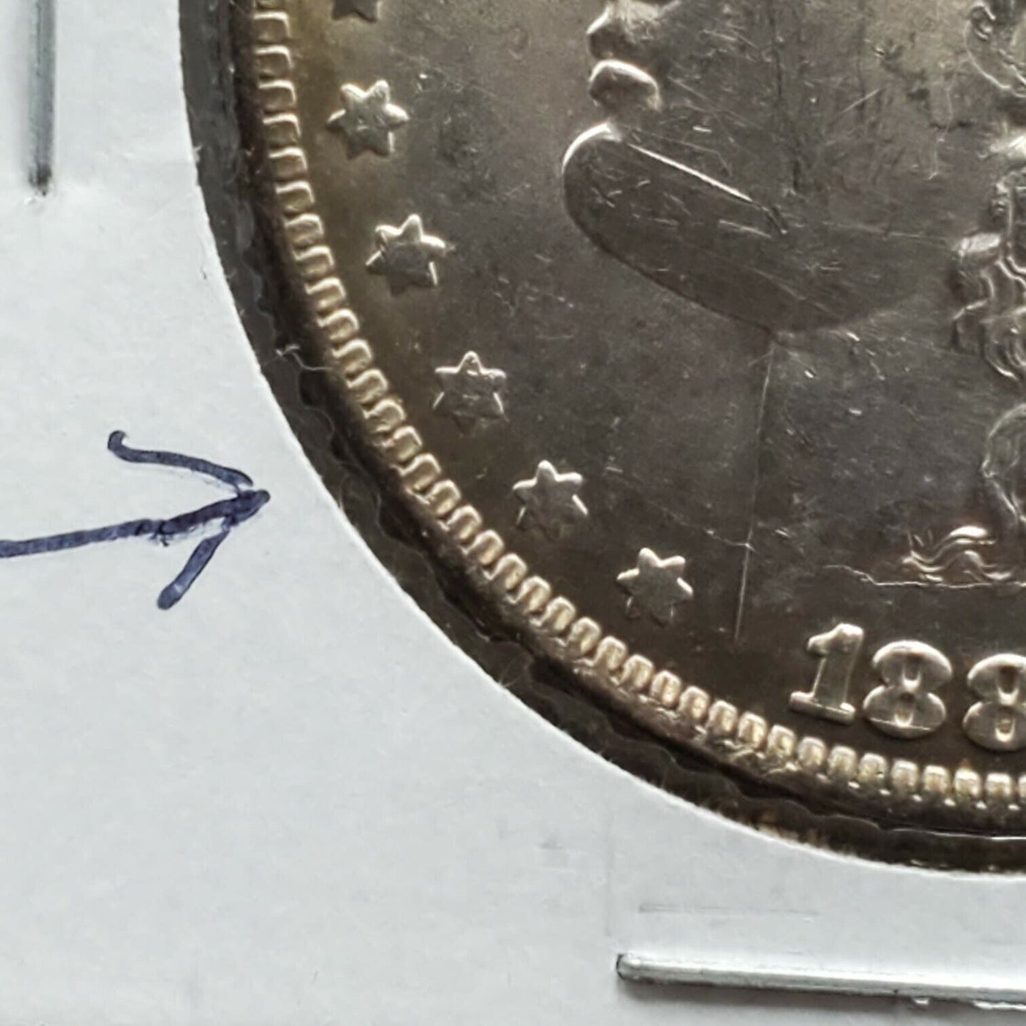 1882 O Morgan Silver Dollar Variety Coin AVG BU UNC VAM-17A Clashed Die & Crack