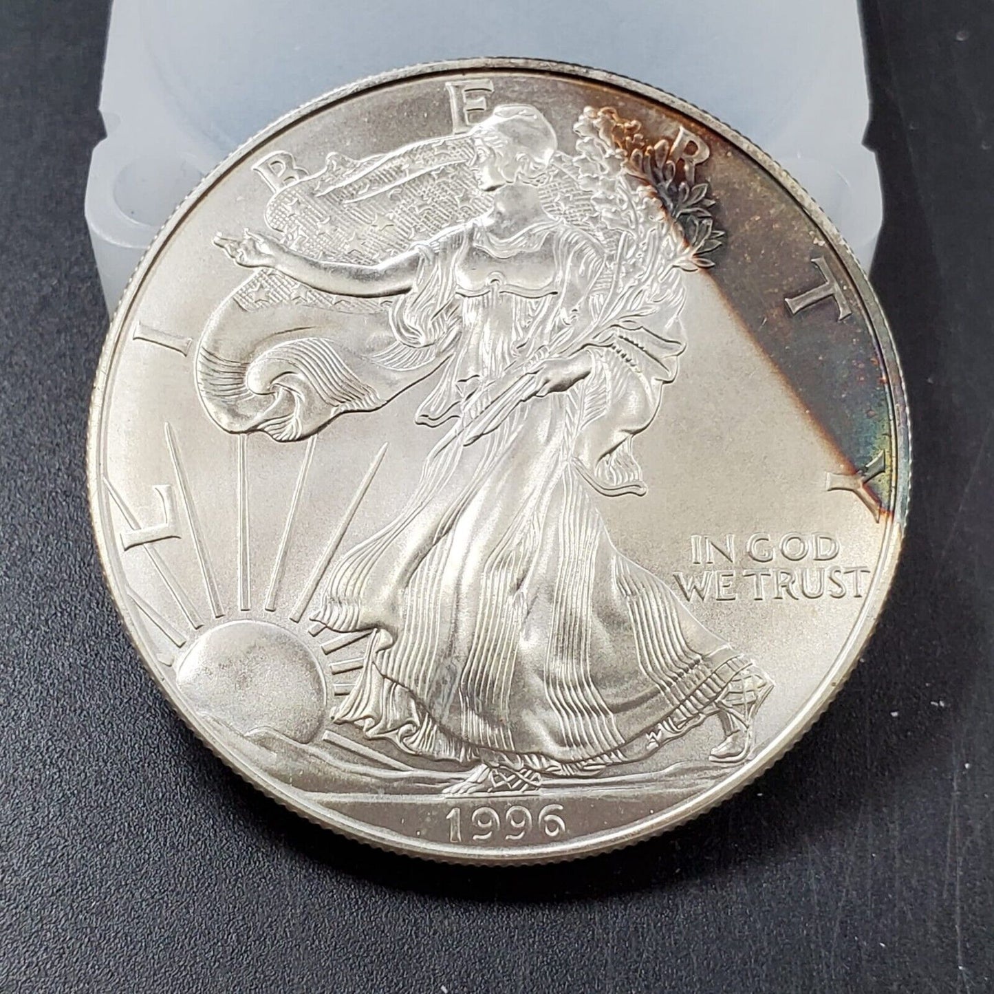 1996 1 OZ American Silver Eagle GEM UNC Neat Toning Toner