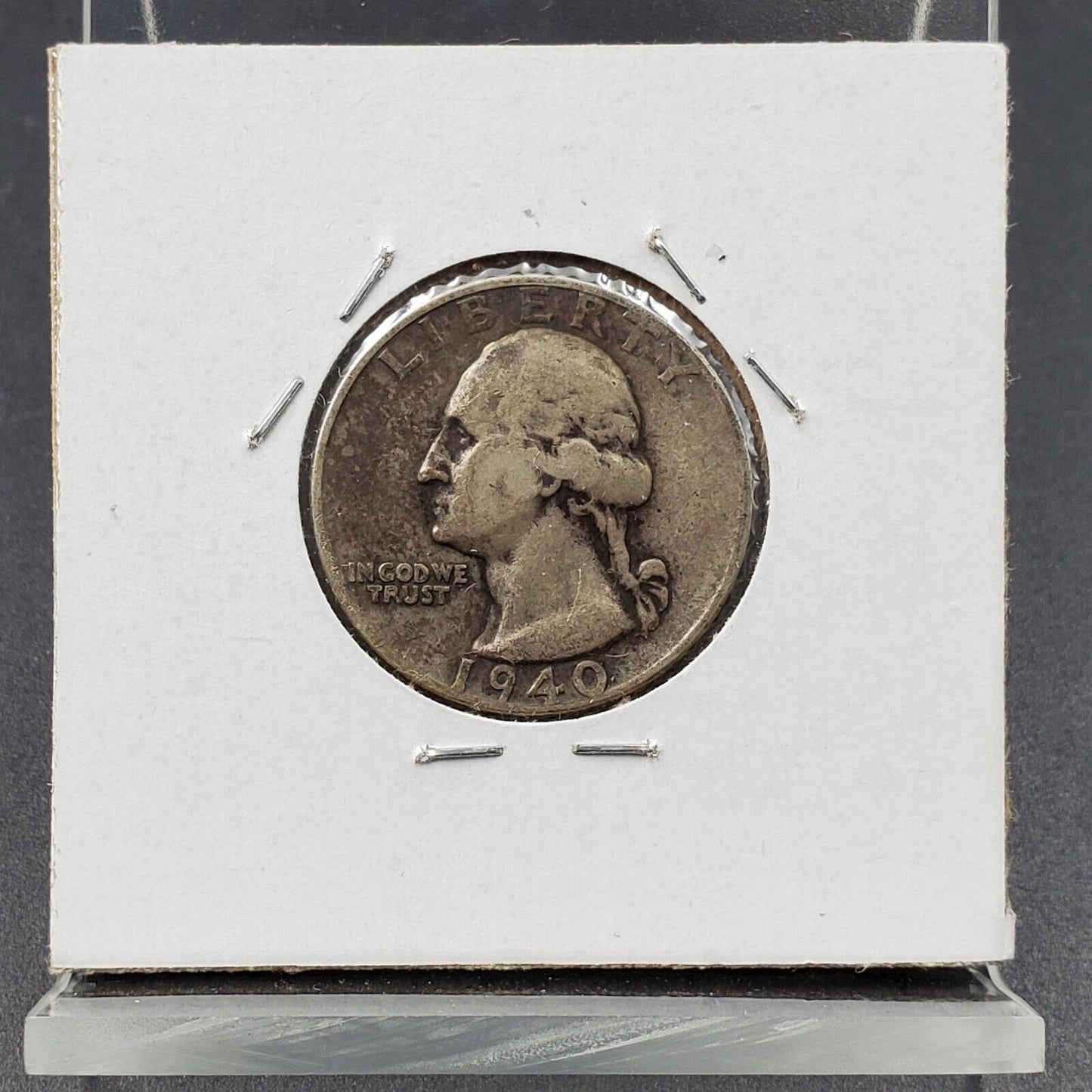 1940 S Washington Silver Quarter Coin Die Crack Variety Reverse