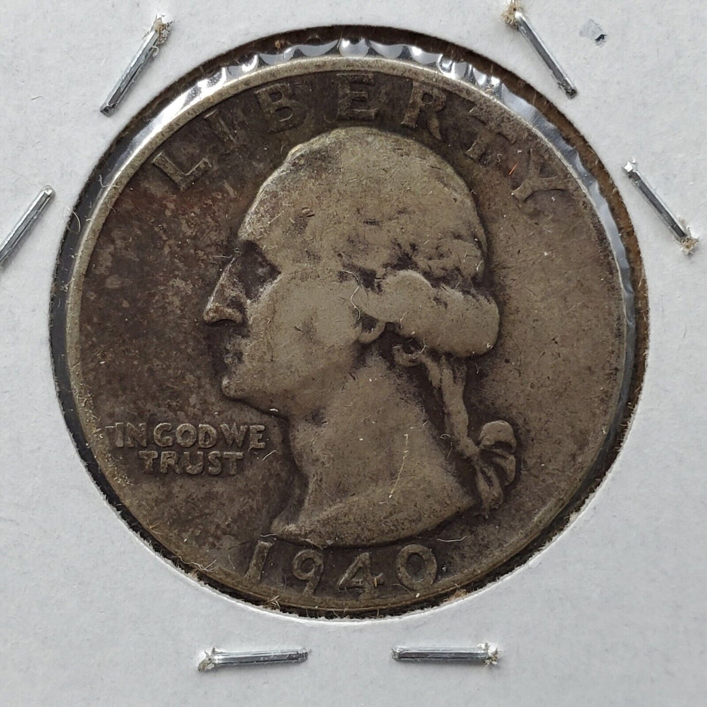 1940 S Washington Silver Quarter Coin Die Crack Variety Reverse