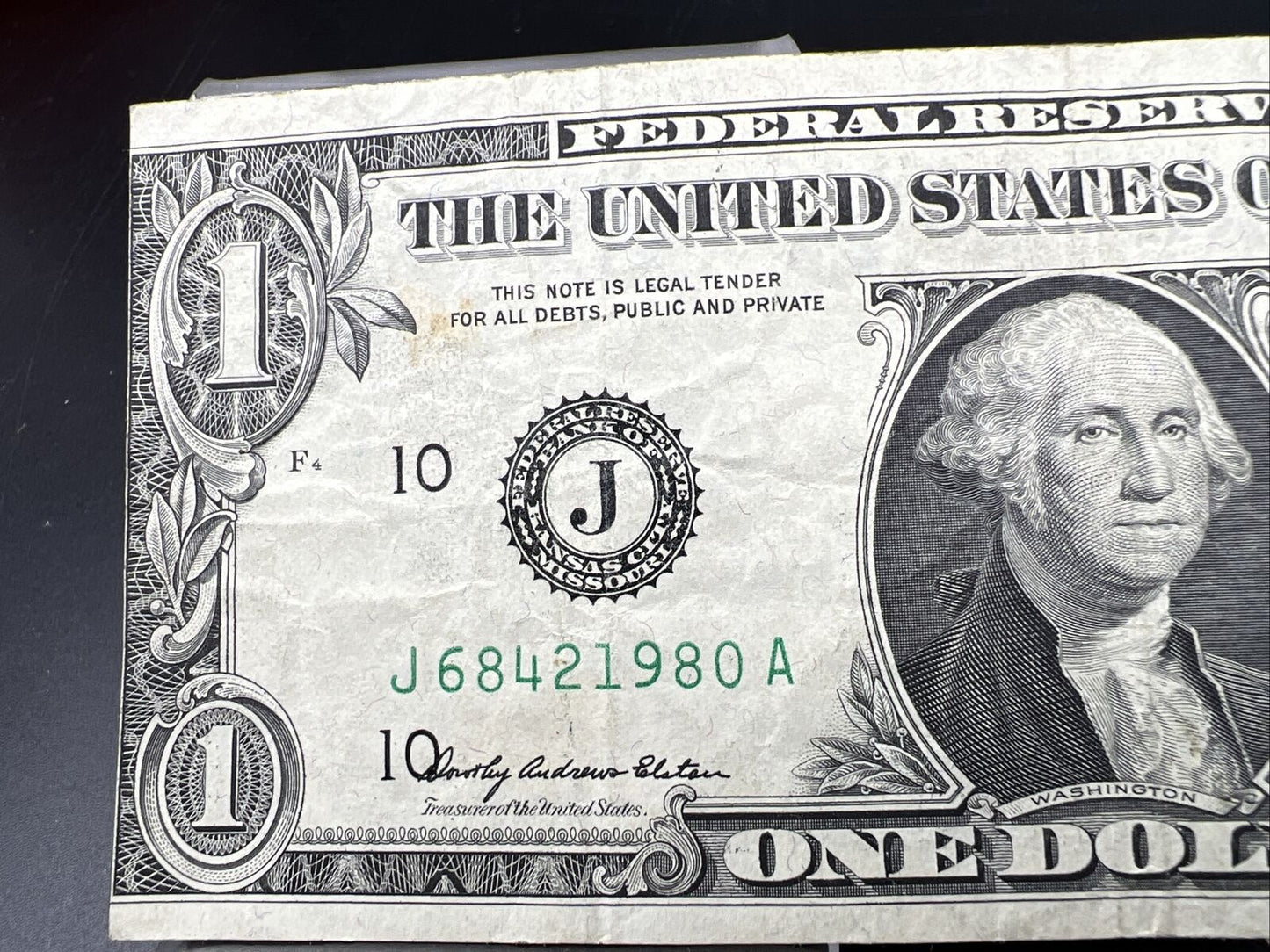 Major Off Center Error 1969 $1 FRN Federal Reserve Note Bill VF Very Fine Circ