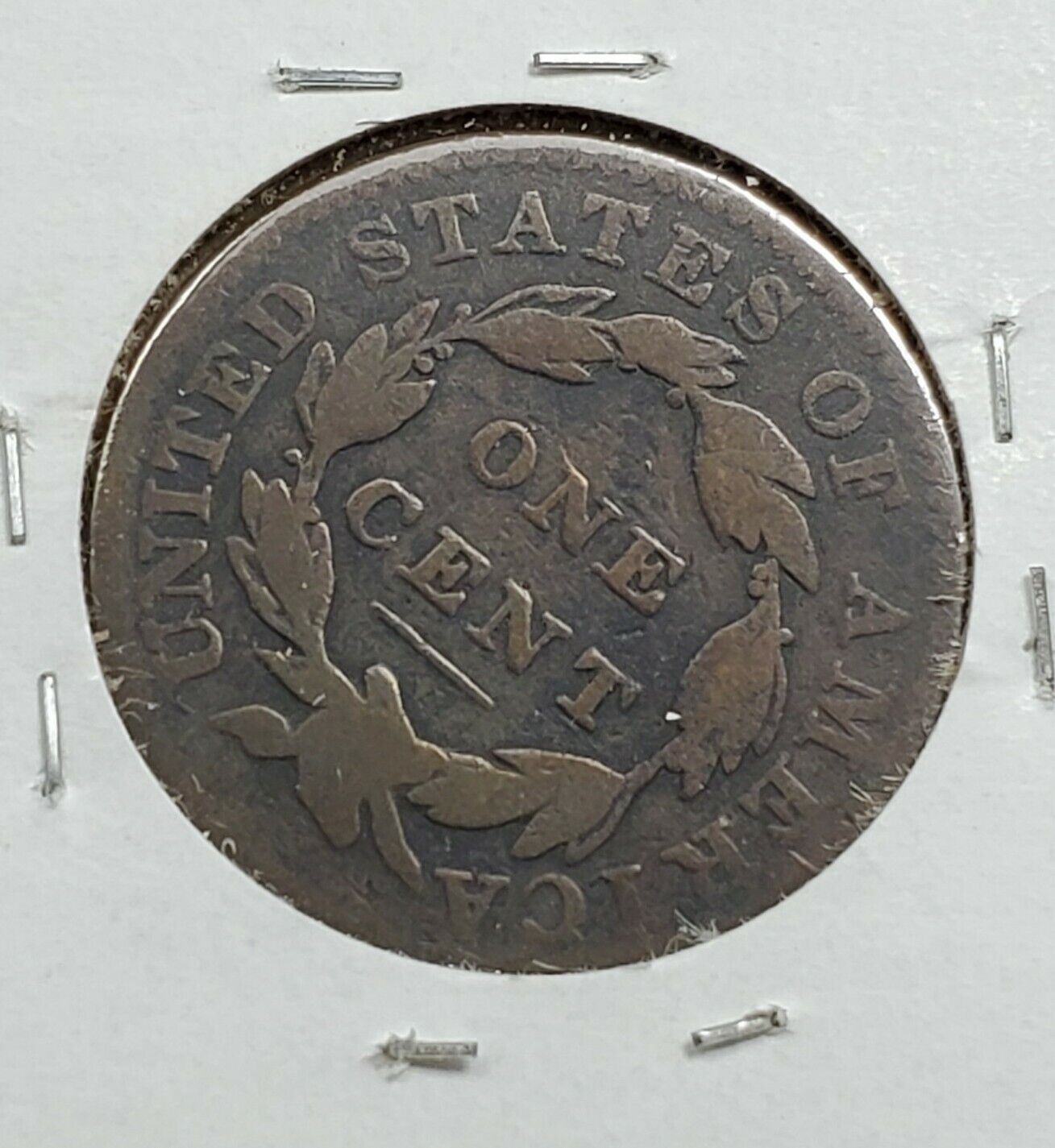 1833 1c Coronet Head Large Cent Penny US Copper Choice Fine ~ 25% Rotated Die