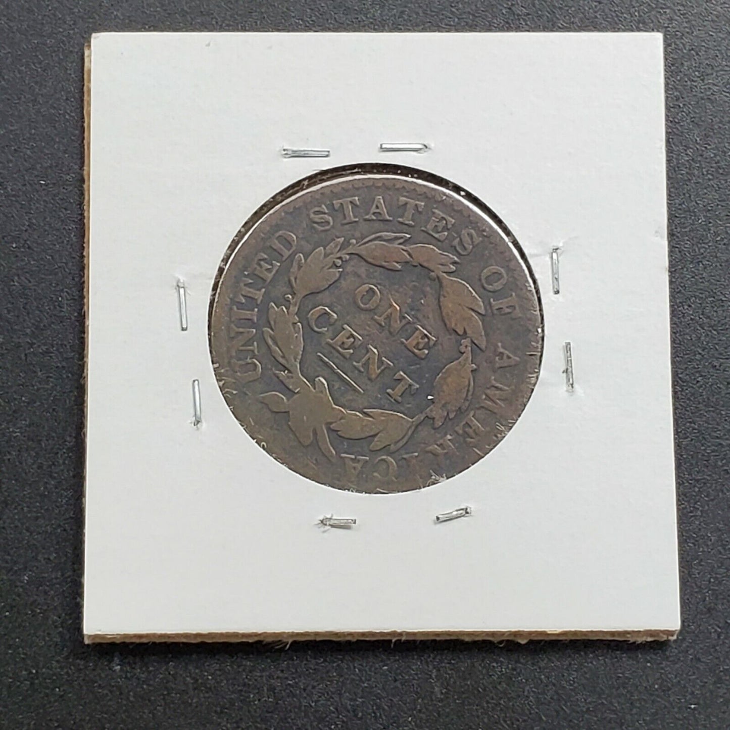 1833 1c Coronet Head Large Cent Penny US Copper Choice Fine ~ 25% Rotated Die