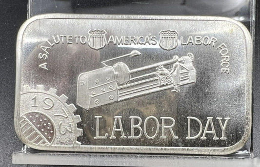1973 A Salute To America's Labor Day 1 Oz Silver Bar Mother Lode Mint UNC