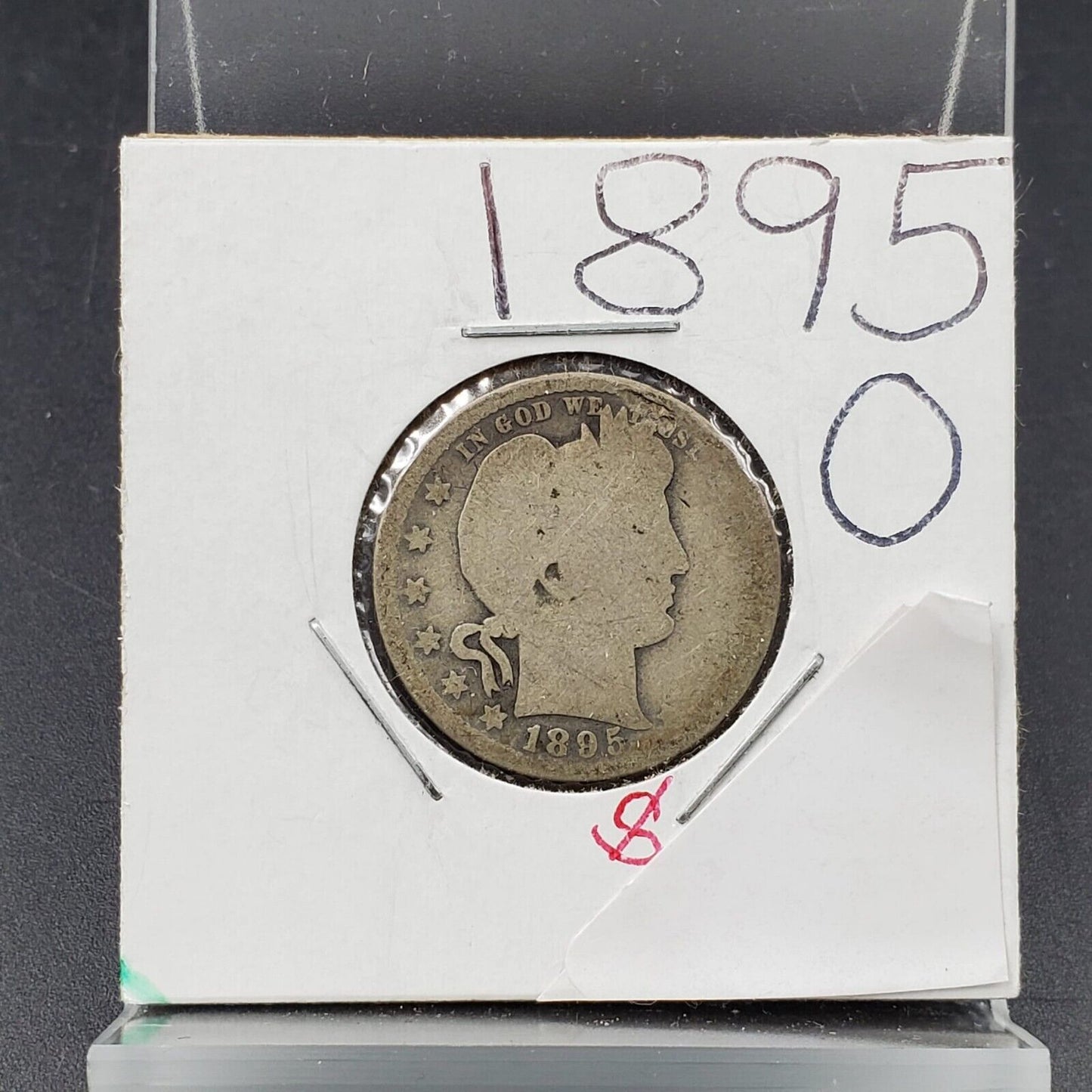 1895 O Barber Silver Eagle Quarter New Orleans Mint AG About Good Full Date