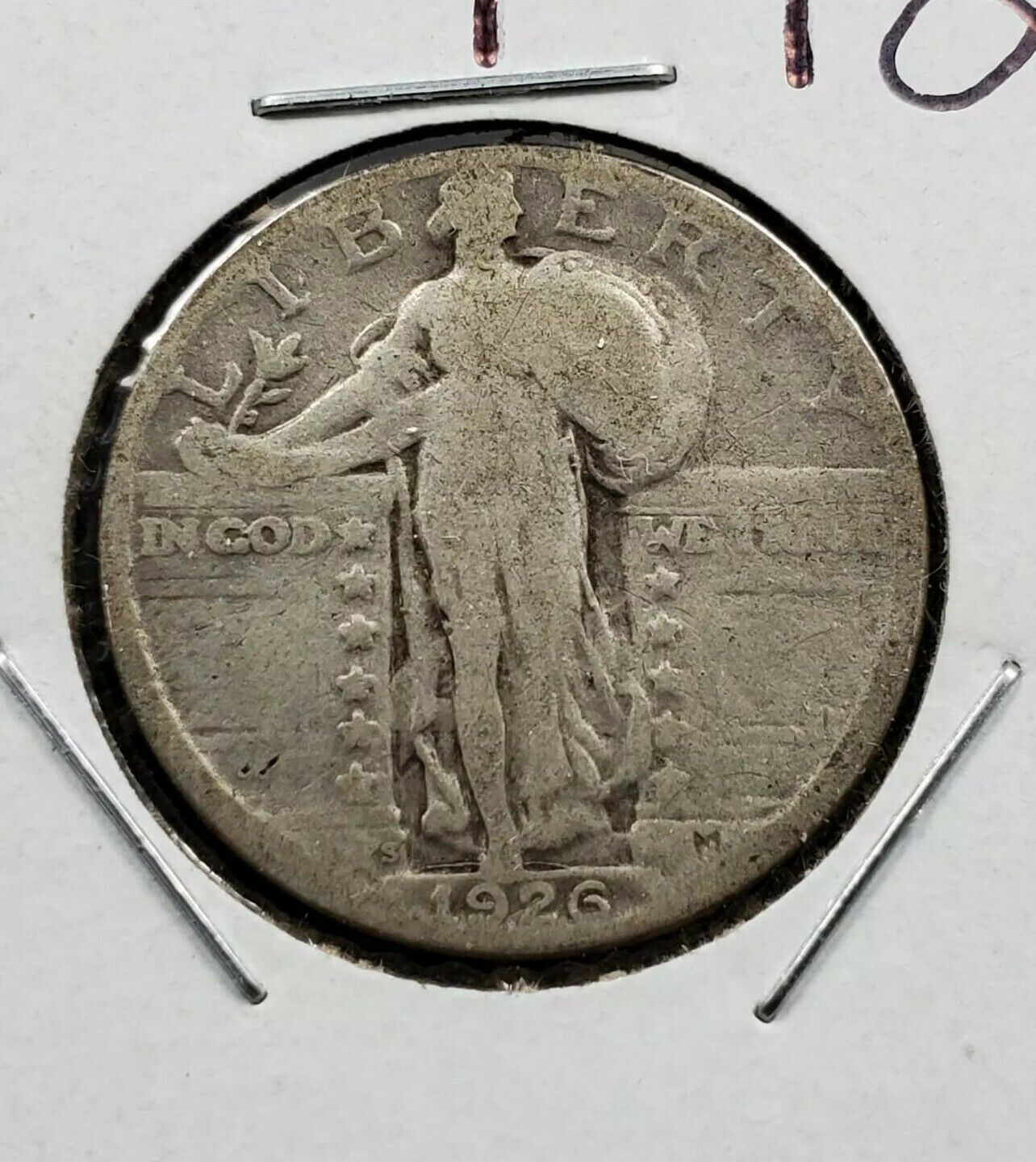 1926 S 25c Standing Liberty Silver Quarter Coin CH AG Die Crack @ Foot Variety