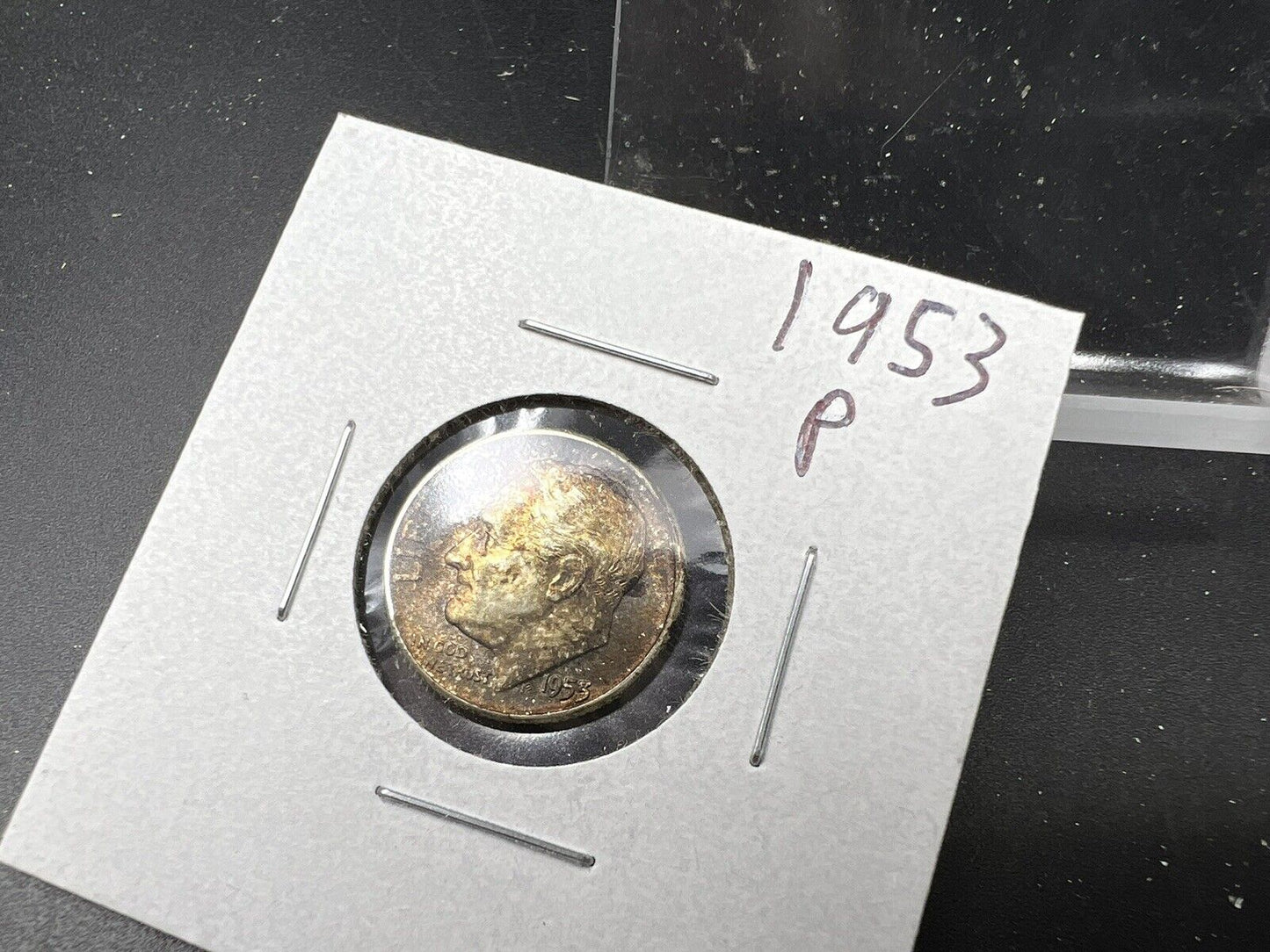 1953 P Roosevelt Silver Dime Coin BU UN Neat Toning Toner