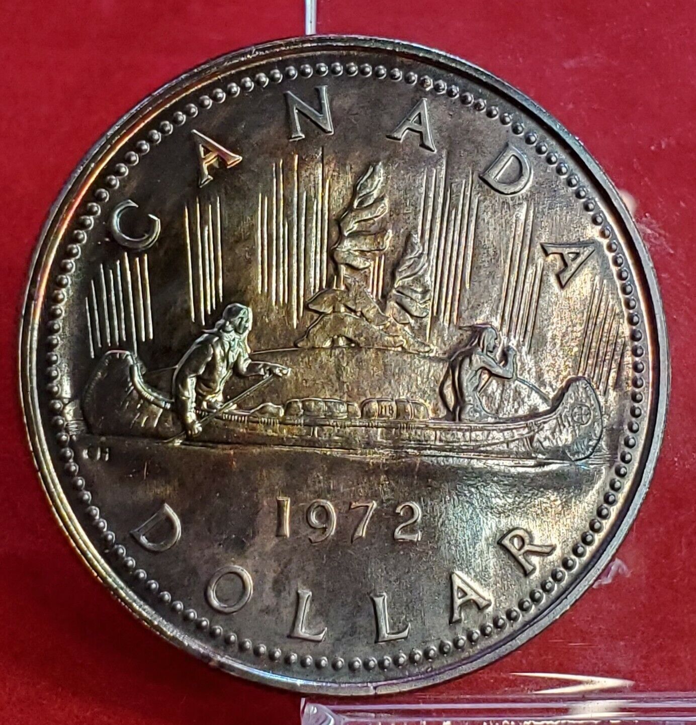 1972 CANADA SILVER DOLLAR $1 VOYAGEUR Canoe Dollar PQ TONING