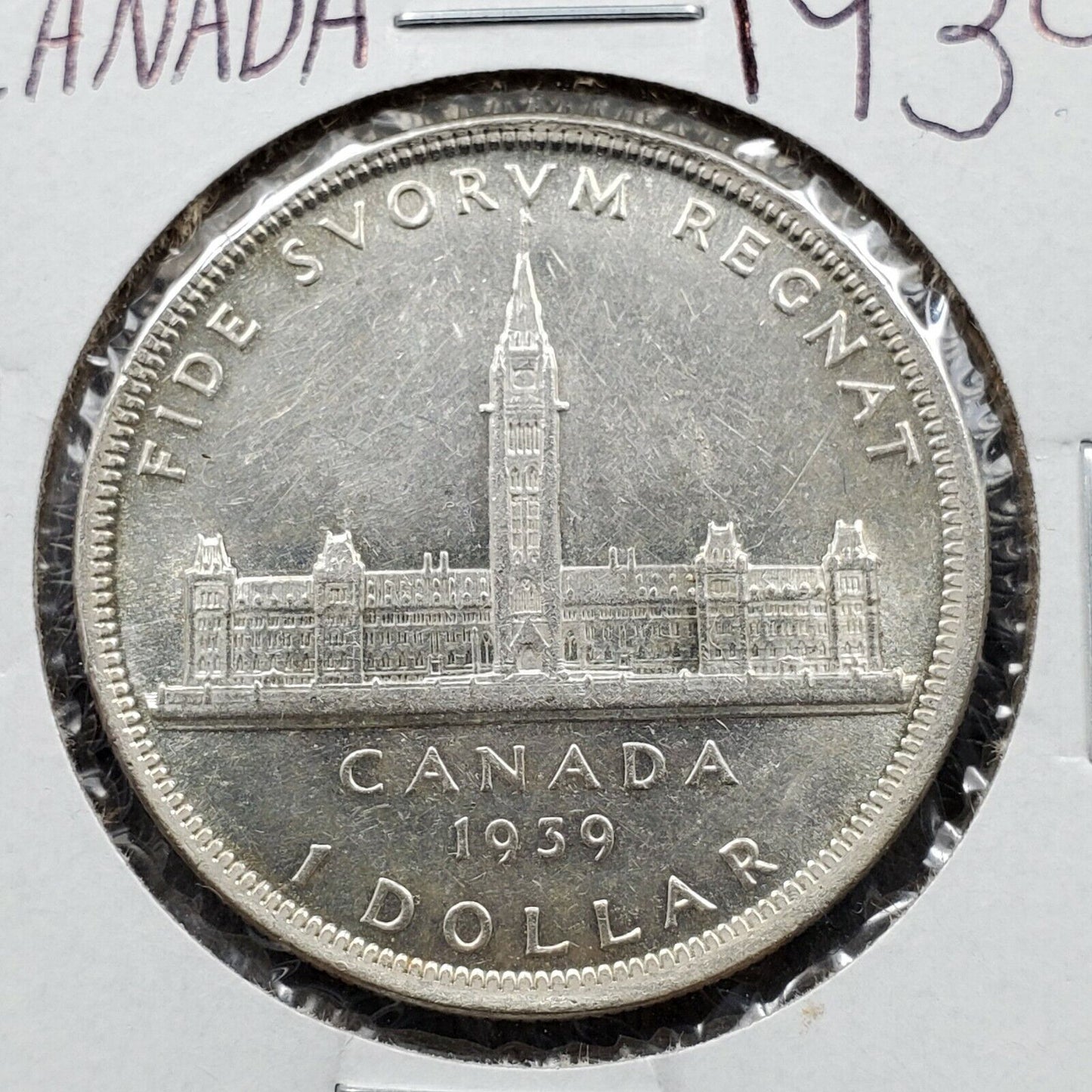 1939 Canada Silver $1 Dollar Coin Average UNC Uncirculated condition