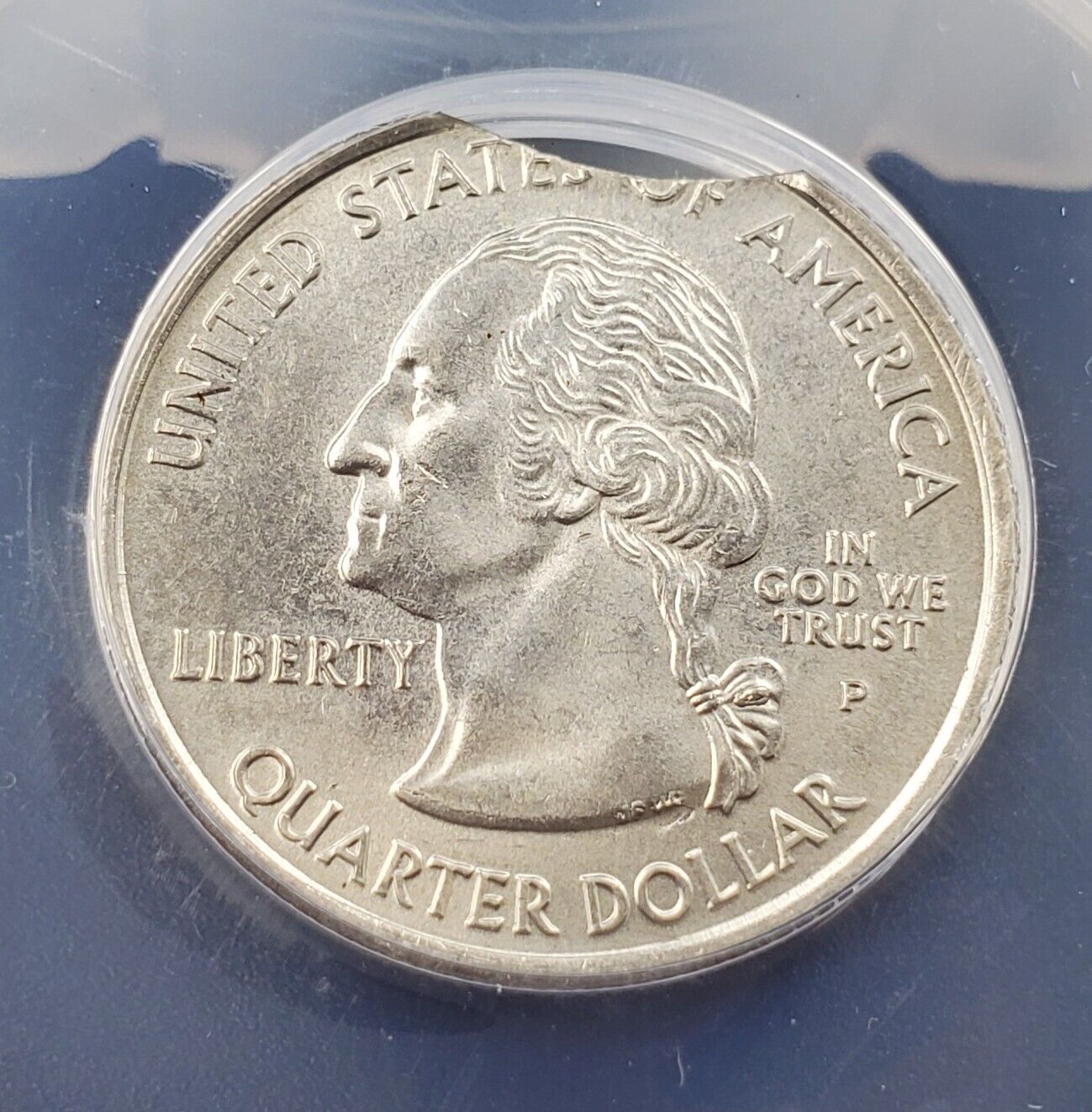 2005 P 25c W VIRGINIA Quarters ANACS MS63 CURVED CLIP Weight 5.47 Grams Error
