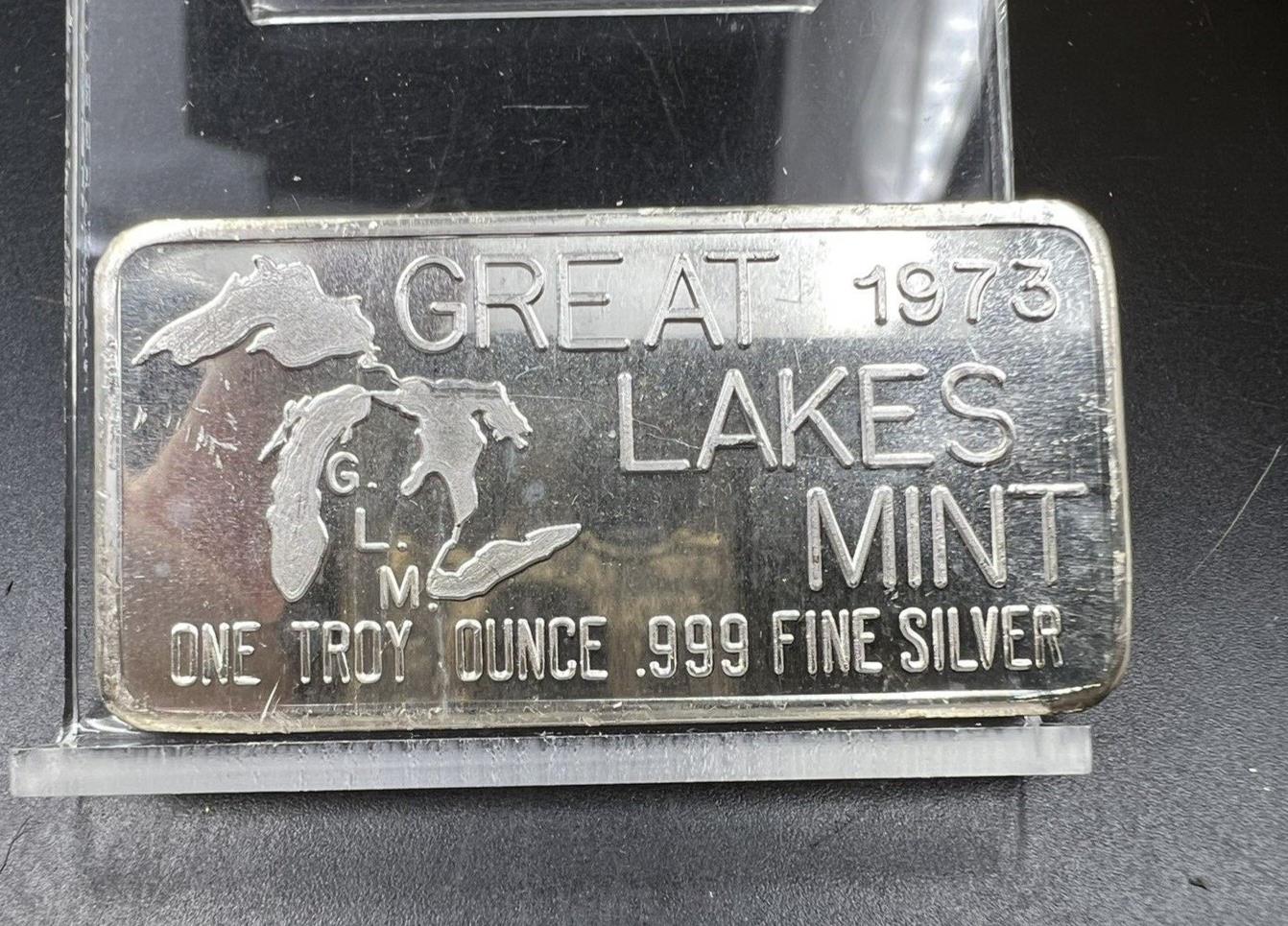 1973 Horseshoe Good Luck 1 oz .999 Silver Bar Great Lakes Mint w/ Die Crack