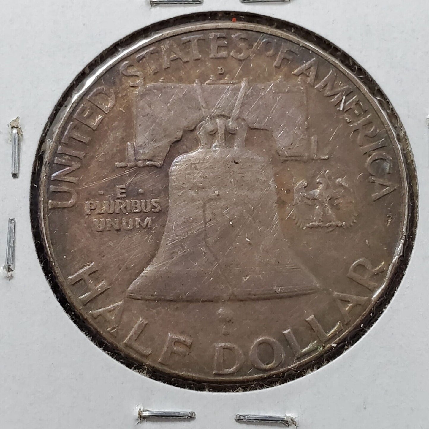 1963 D Franklin Silver Half Dollar Coin PQ Original Rainbow Circ Toning Toner XF