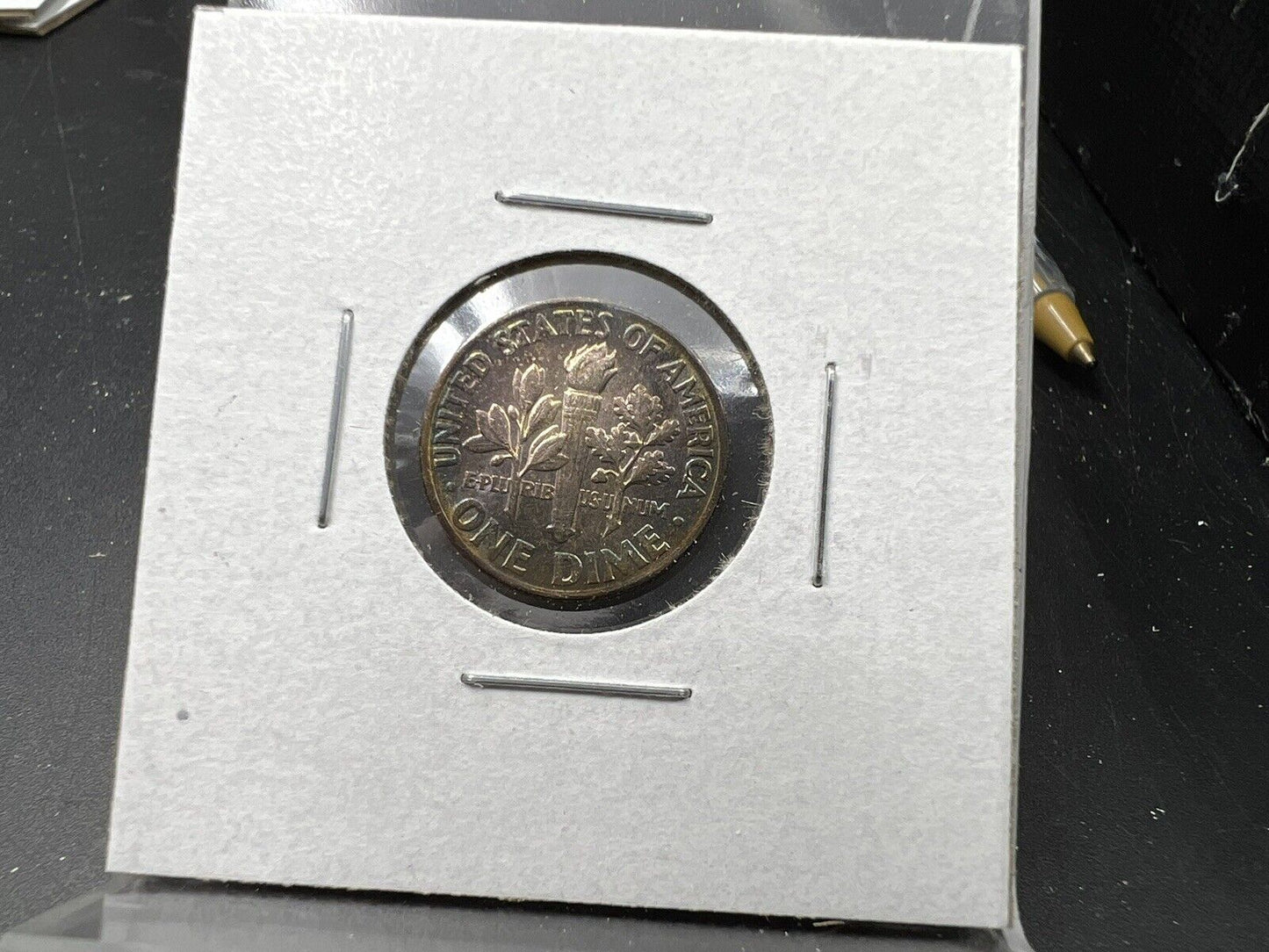 1961 P Roosevelt Silver Dime Coin Toning Toner Rainbow PQ * Choice AU About UNC