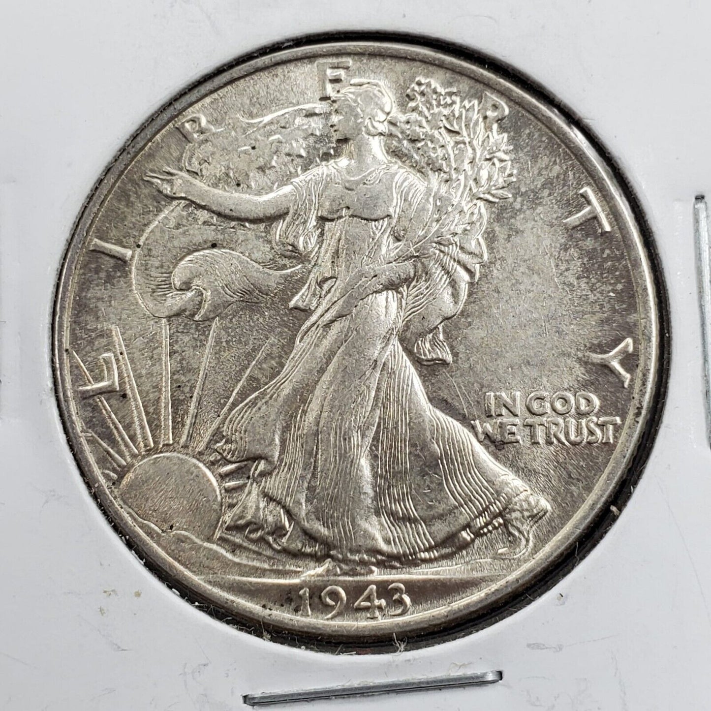 1943 P Walking Liberty Silver Half Dollar Coin Choice AU / UNC Some Toning