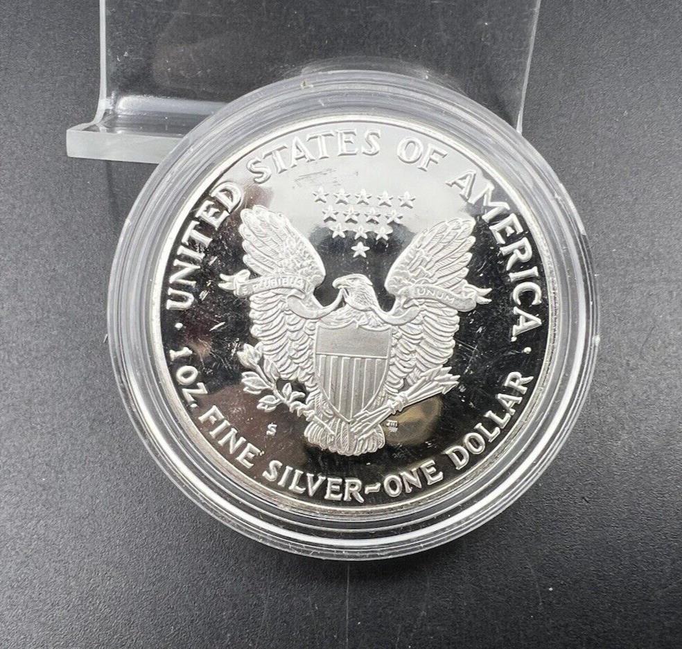 1990 Proof 1 oz .999 American Silver Eagle Coin Gem Uncirculated in Capsule