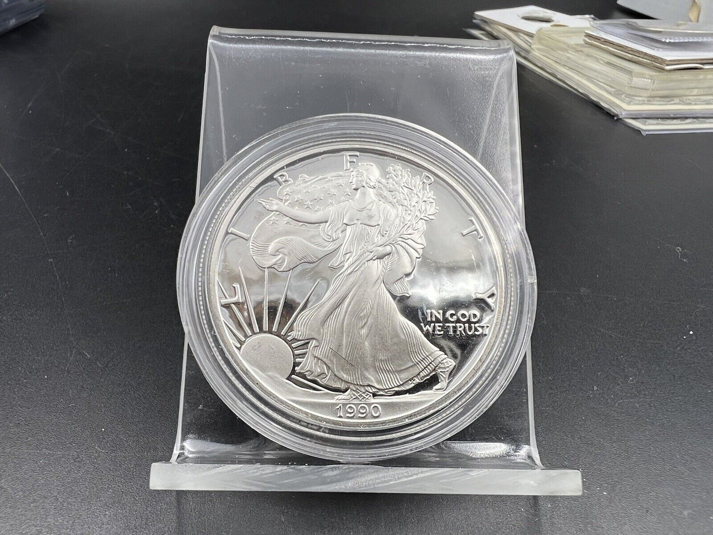 1990 Proof 1 oz .999 American Silver Eagle Coin Gem Uncirculated in Capsule