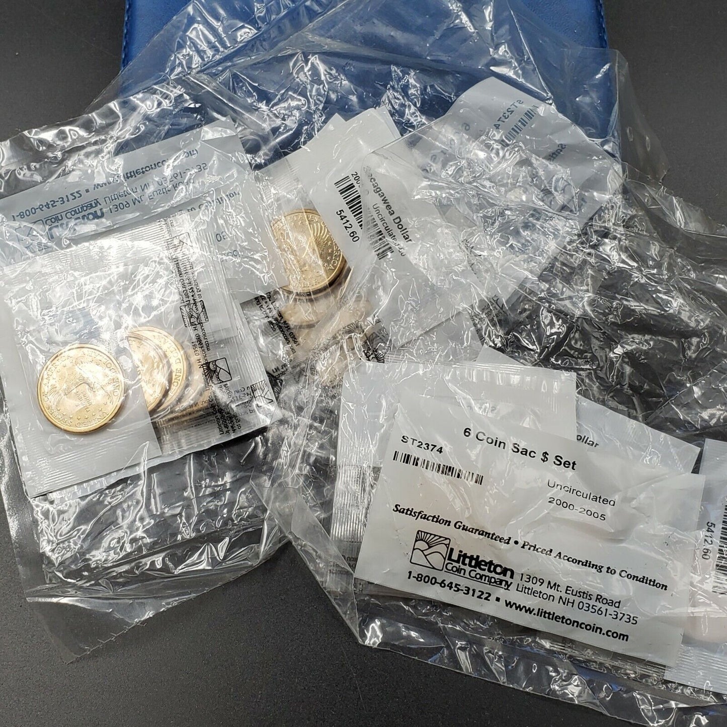 2000 - 2005 6 COIN Sacagawea Uncirculated Golden Dollar Set Littleton Packaging