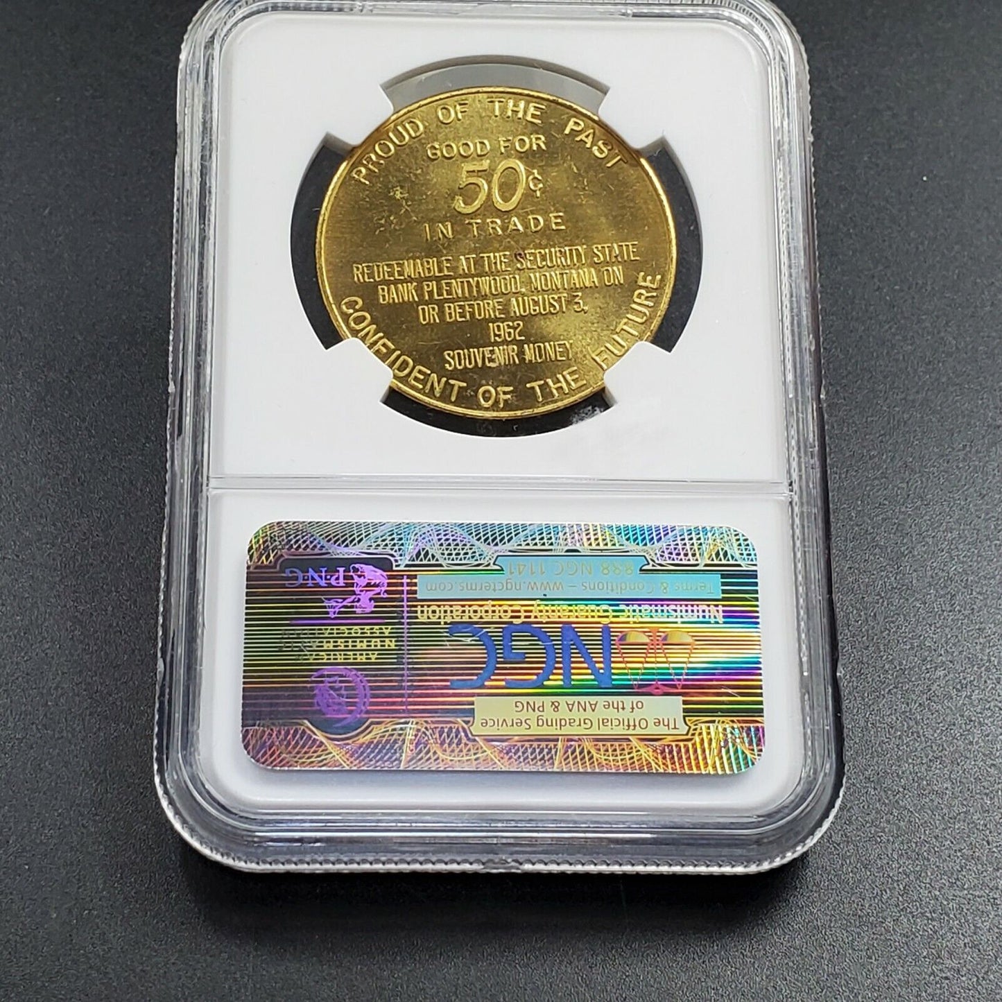 Plentywood Plenty Wood 50th Anniversary Montana Brass Token Medal NGC MS64 CH BU