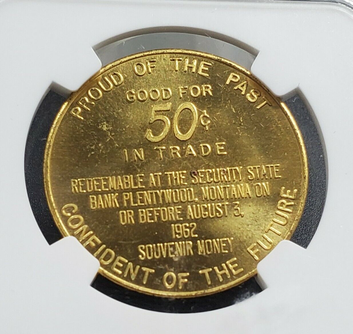 Plentywood Plenty Wood 50th Anniversary Montana Brass Token Medal NGC MS64 CH BU