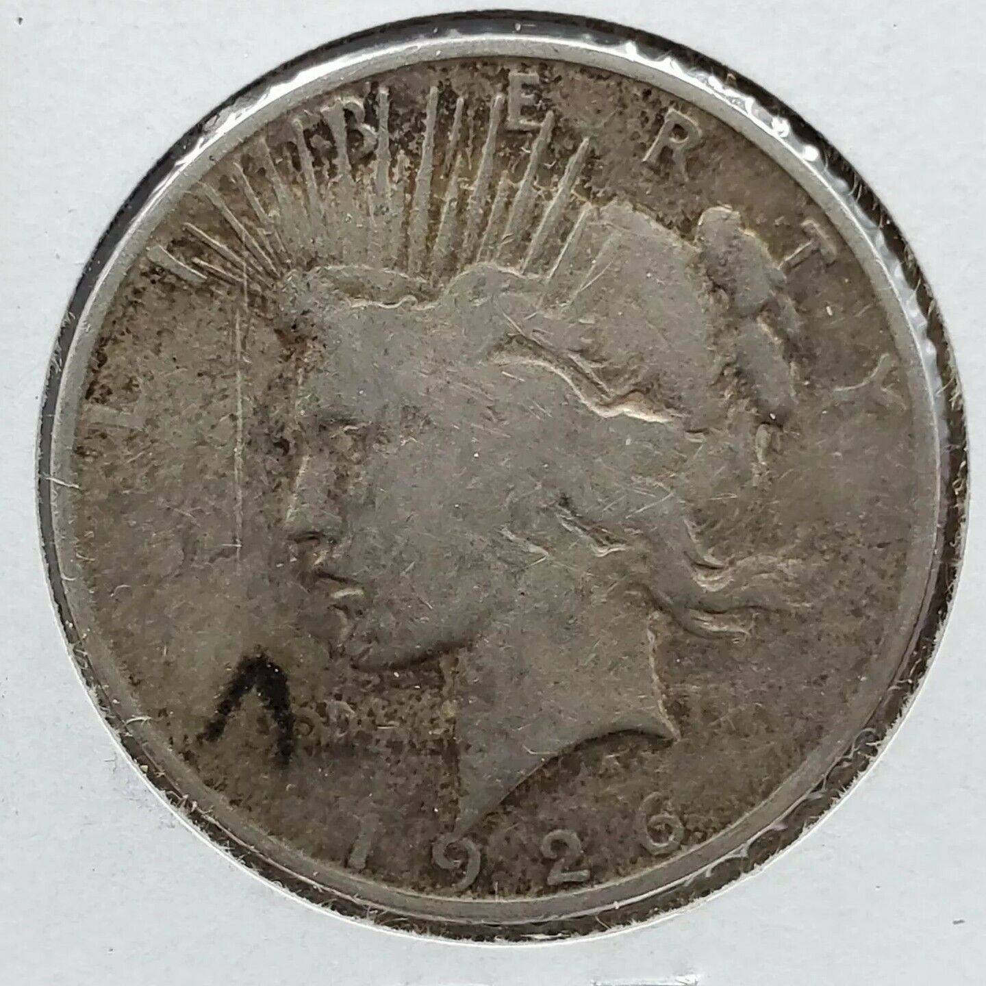 1926 S $1 Peace Silver Eagle Dollar Coin COUNTER STAMPED G. H. W. CIRCULATED