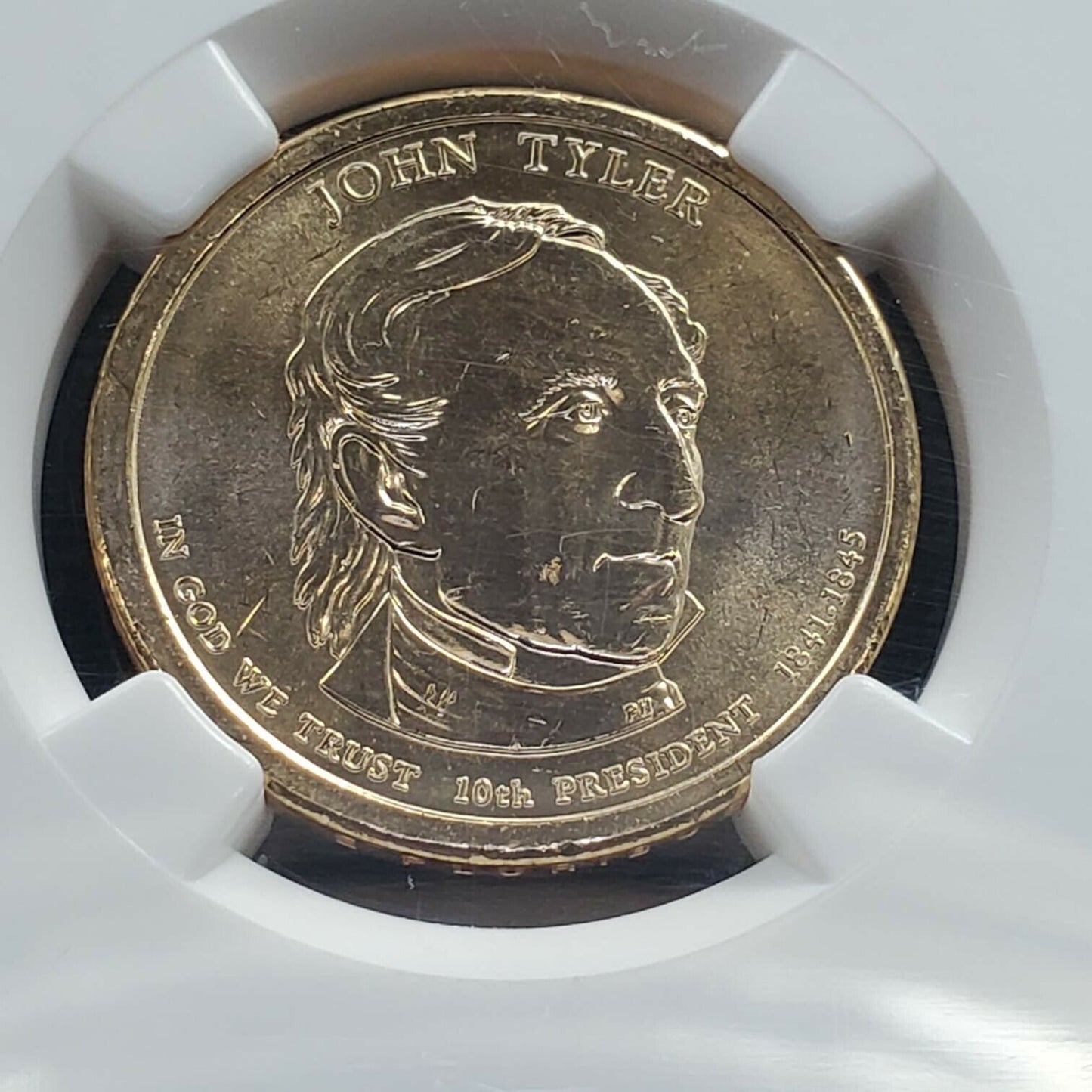 2009 P John Tyler Presidential Error Coin NGC MS65 Partial Collar Rare Variety