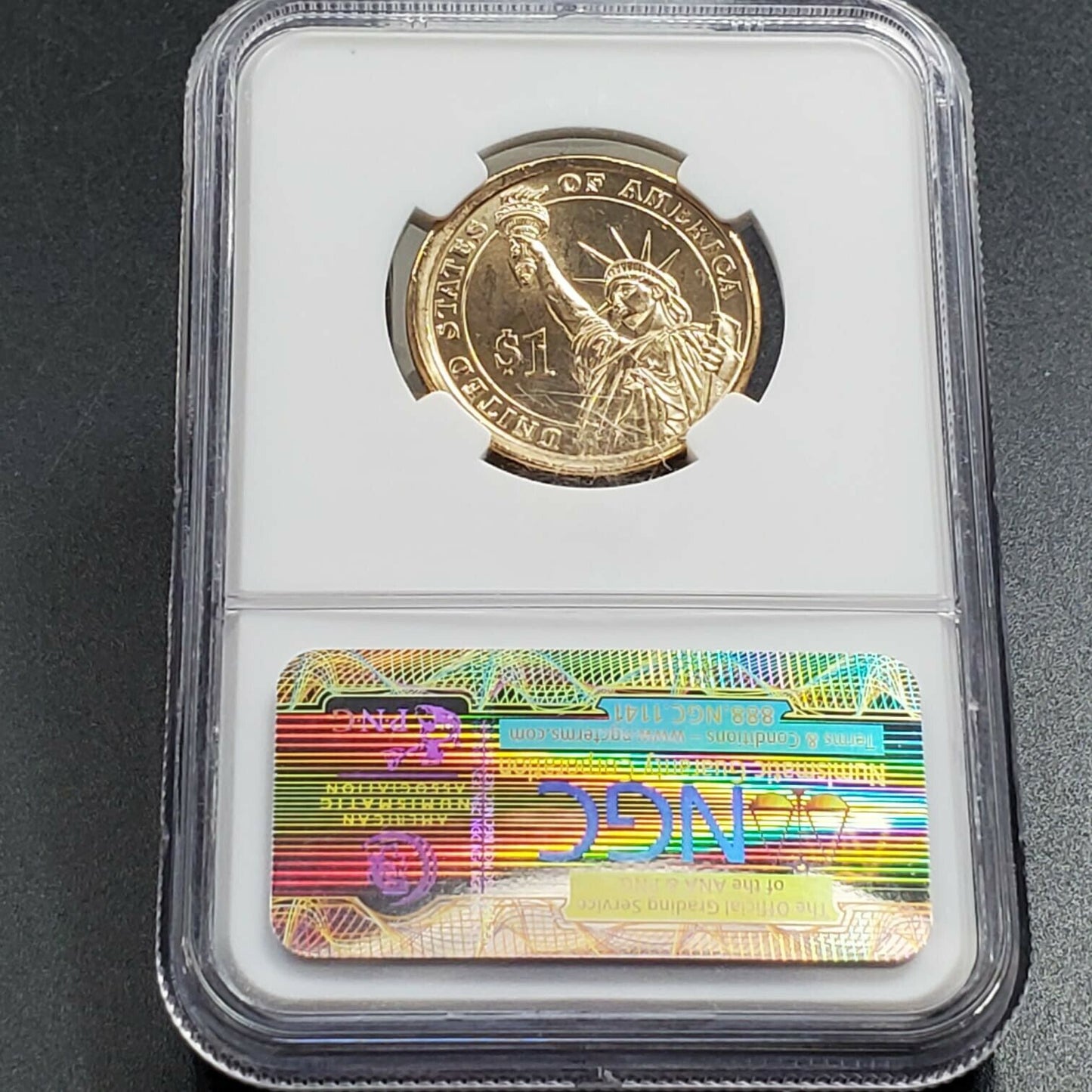2009 P John Tyler Presidential Error Coin NGC MS65 Partial Collar Rare Variety