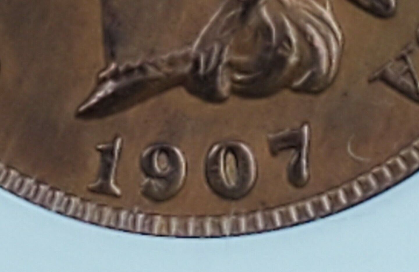 1907 P Indian Cent Penny Coin ANACS Unc Details RPD S-26 Repunched Date